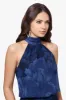 "Tami" Chiffon Print High Halter Neck Gown sold by Betsy & Adam
