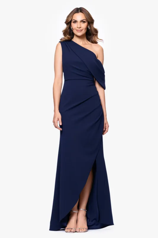 "Brooke" Drop Shoulder Scuba Crepe Floor Length Dress sold by Betsy & Adam