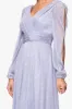 "Cheryl" Long Sleeve V Neck Metallic Knit Floor Length Dress sold by Betsy & Adam