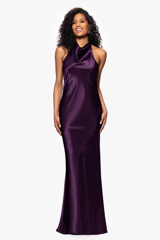 "Shannon" Halter Necktie Floor Length Dress sold by Betsy & Adam
