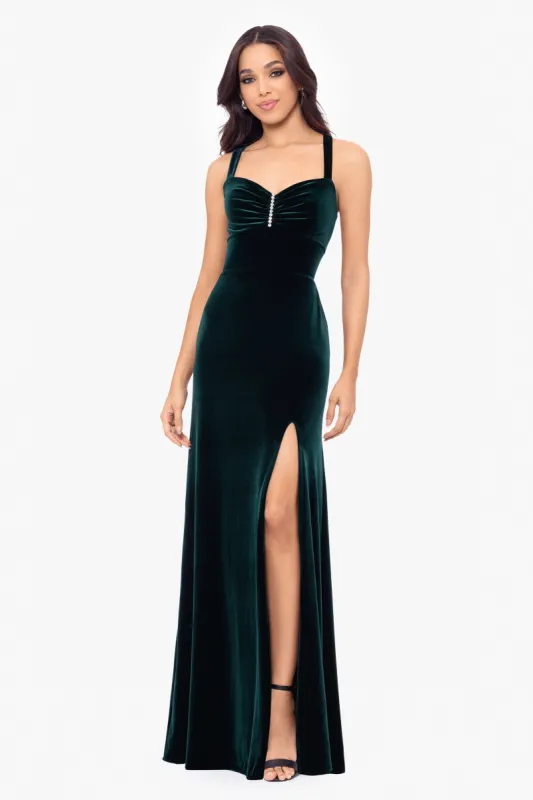 Blondie Nites "Astor" Embellished Velvet Floor Length Dress sold by Betsy & Adam