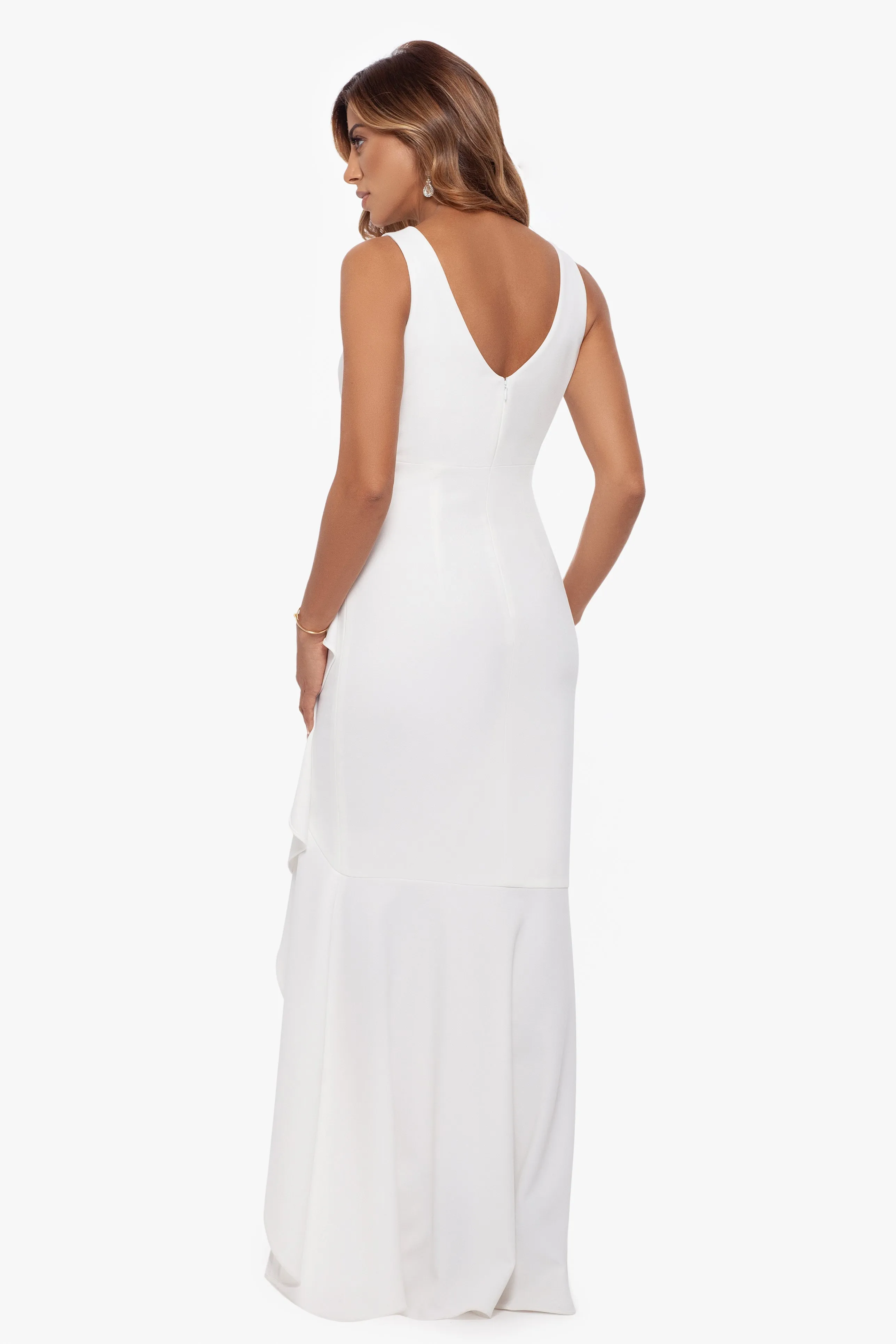 Petite "Candace" Long V- Neck Hi Low Cascade Dress sold by Betsy & Adam product image thumbnail 2