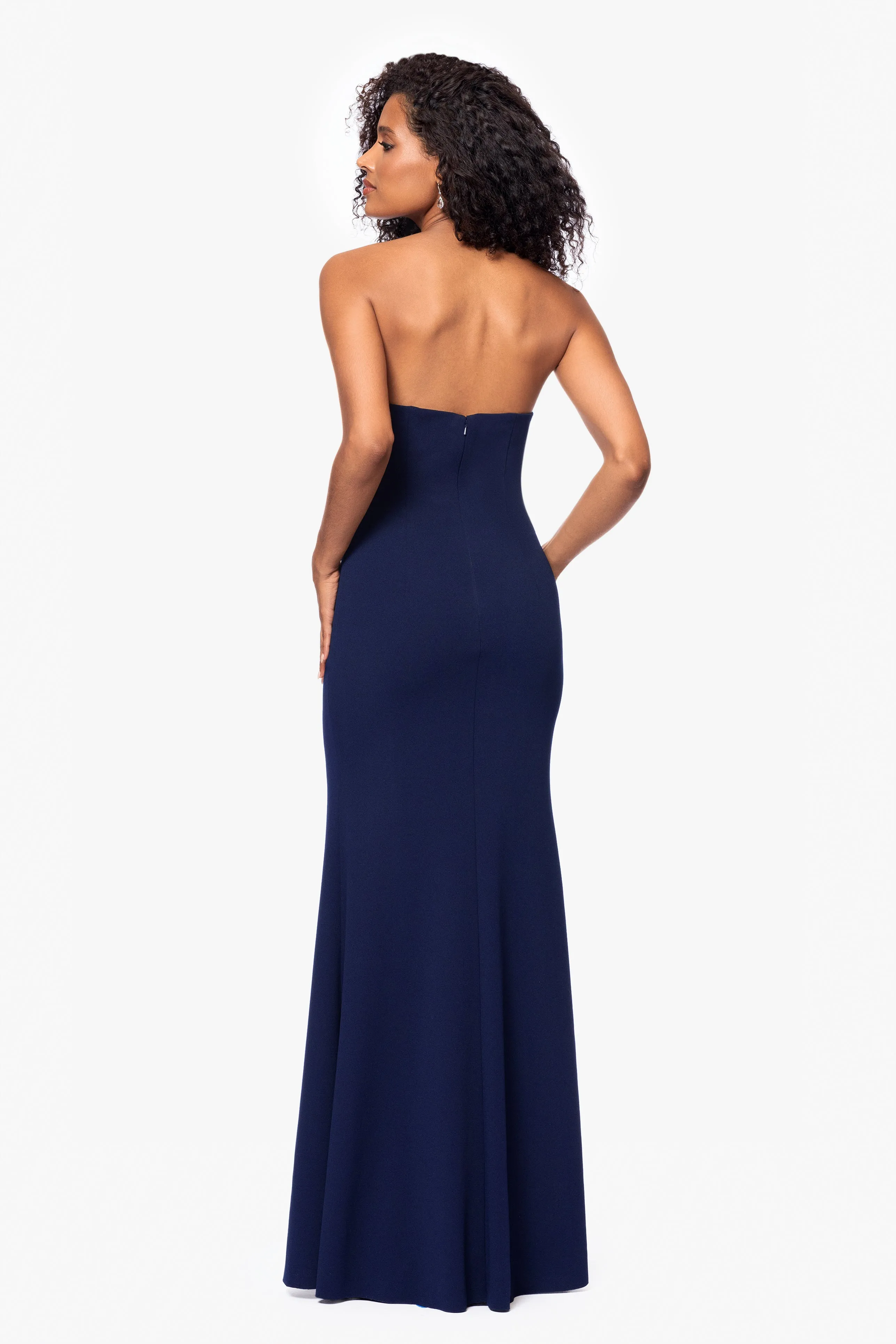 "Tara" Scuba Crepe Beaded Organza Floor Floor Length Dress sold by Betsy & Adam product image thumbnail 3