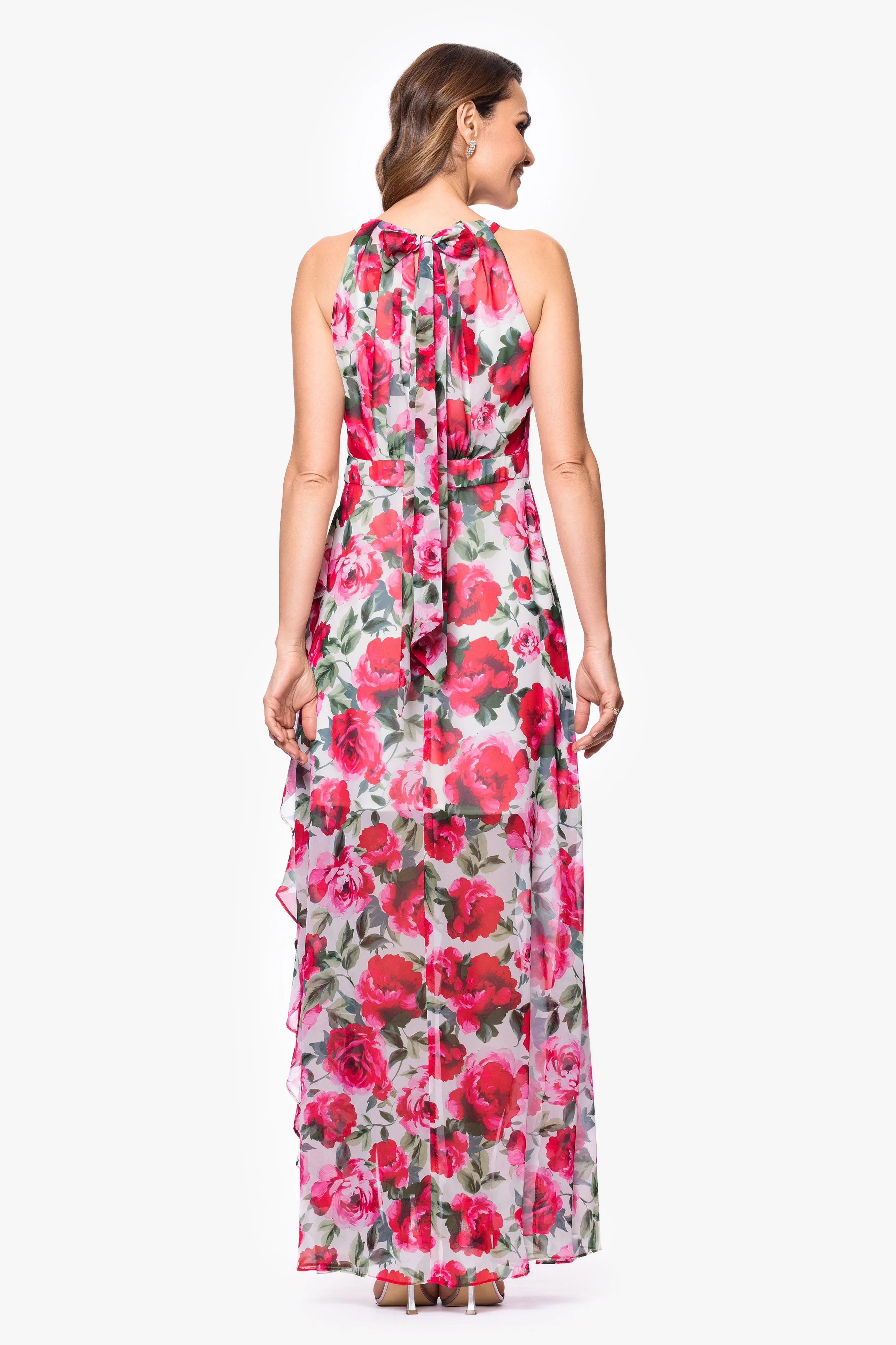 "Mimi" Floral Print Chiffon Floor Length Dress sold by Betsy & Adam product image thumbnail 3