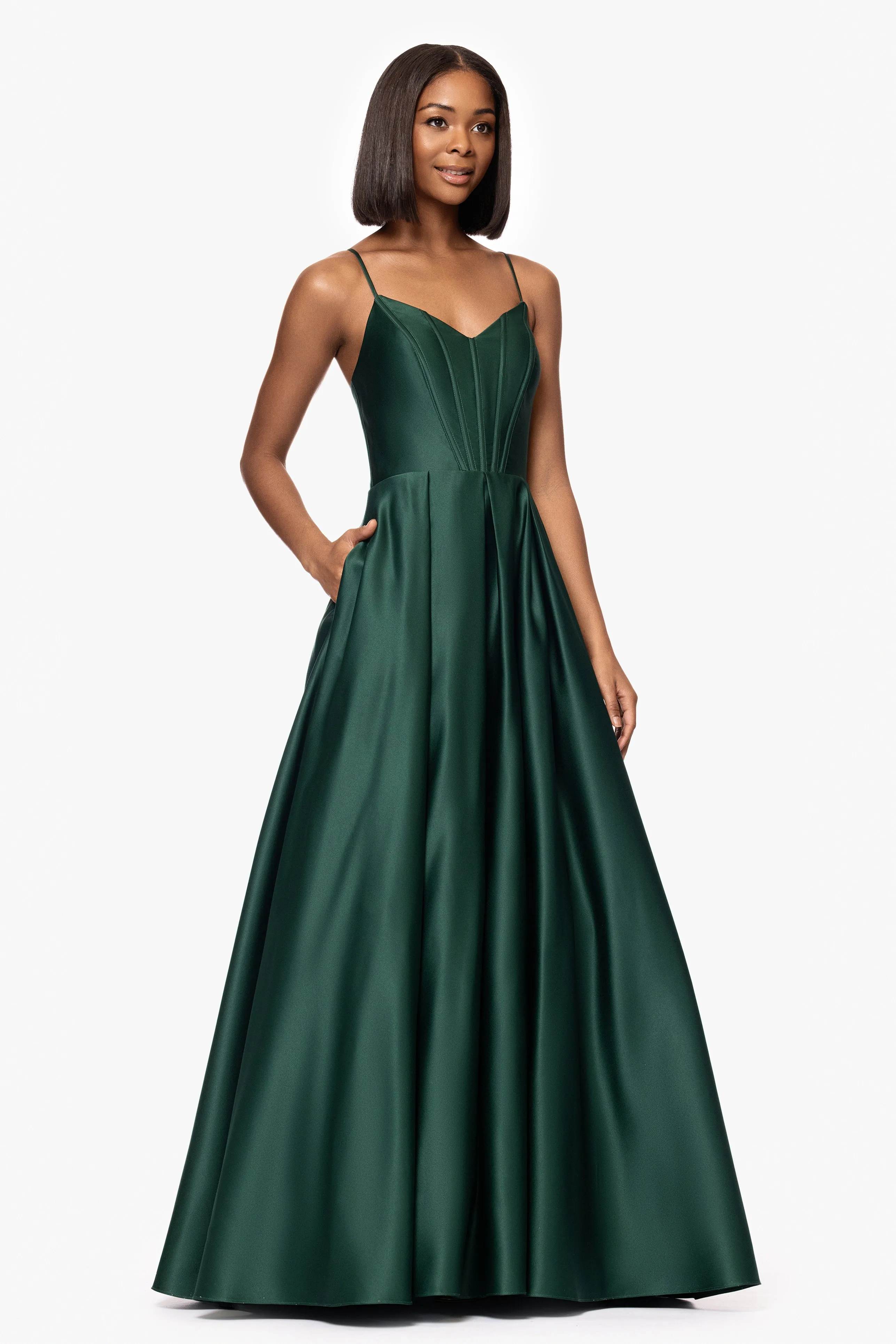 Blondie Nites "Brianne" Satin Corset Floor Length Gown sold by Betsy & Adam product image thumbnail 5