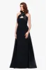 "Dina" Scuba Crepe Twist Halter Neck Floor Length Gown sold by Betsy & Adam