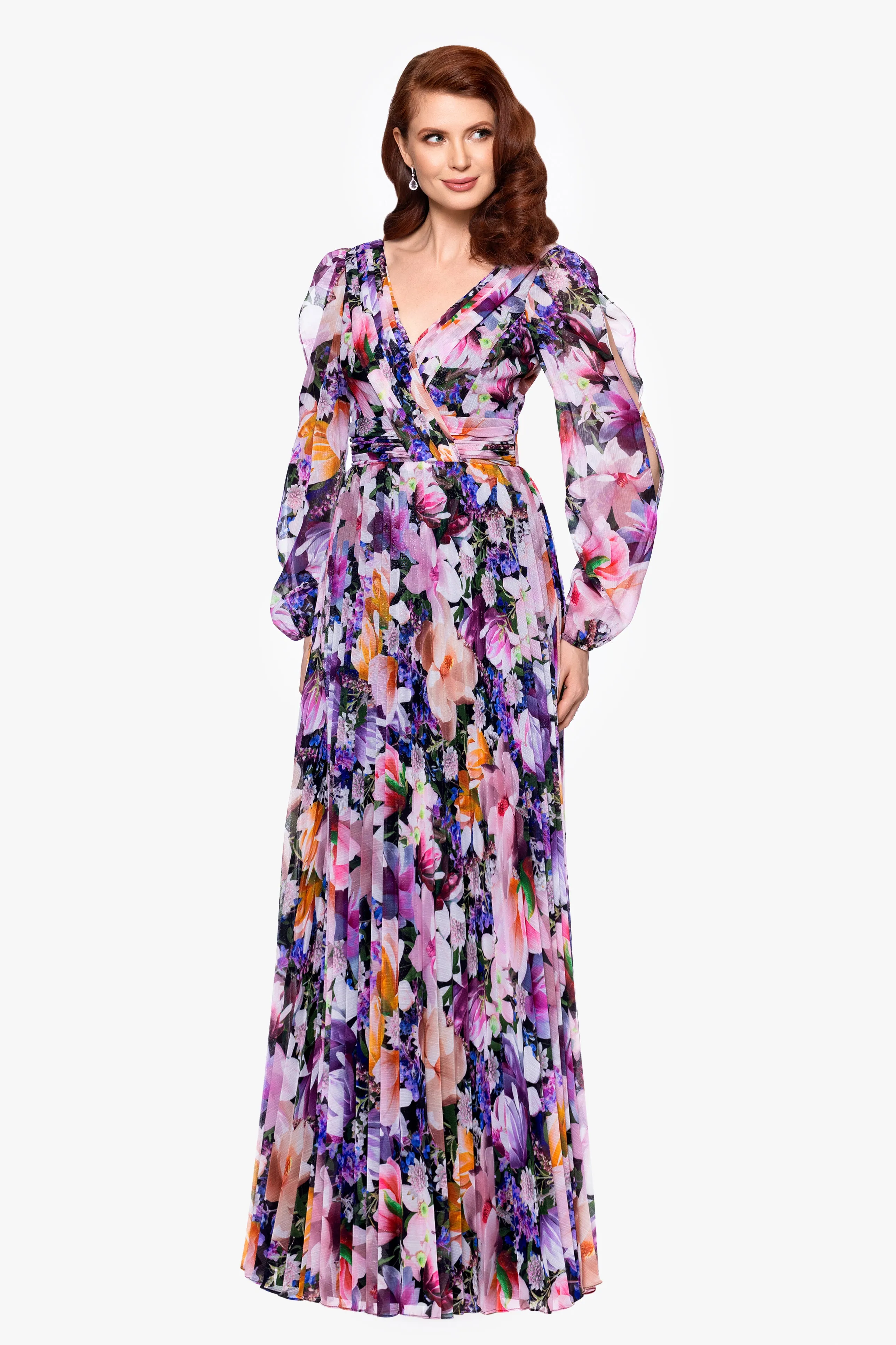 "Sammy" Chiffon Long Sleeve Floor Length Dress sold by Betsy & Adam