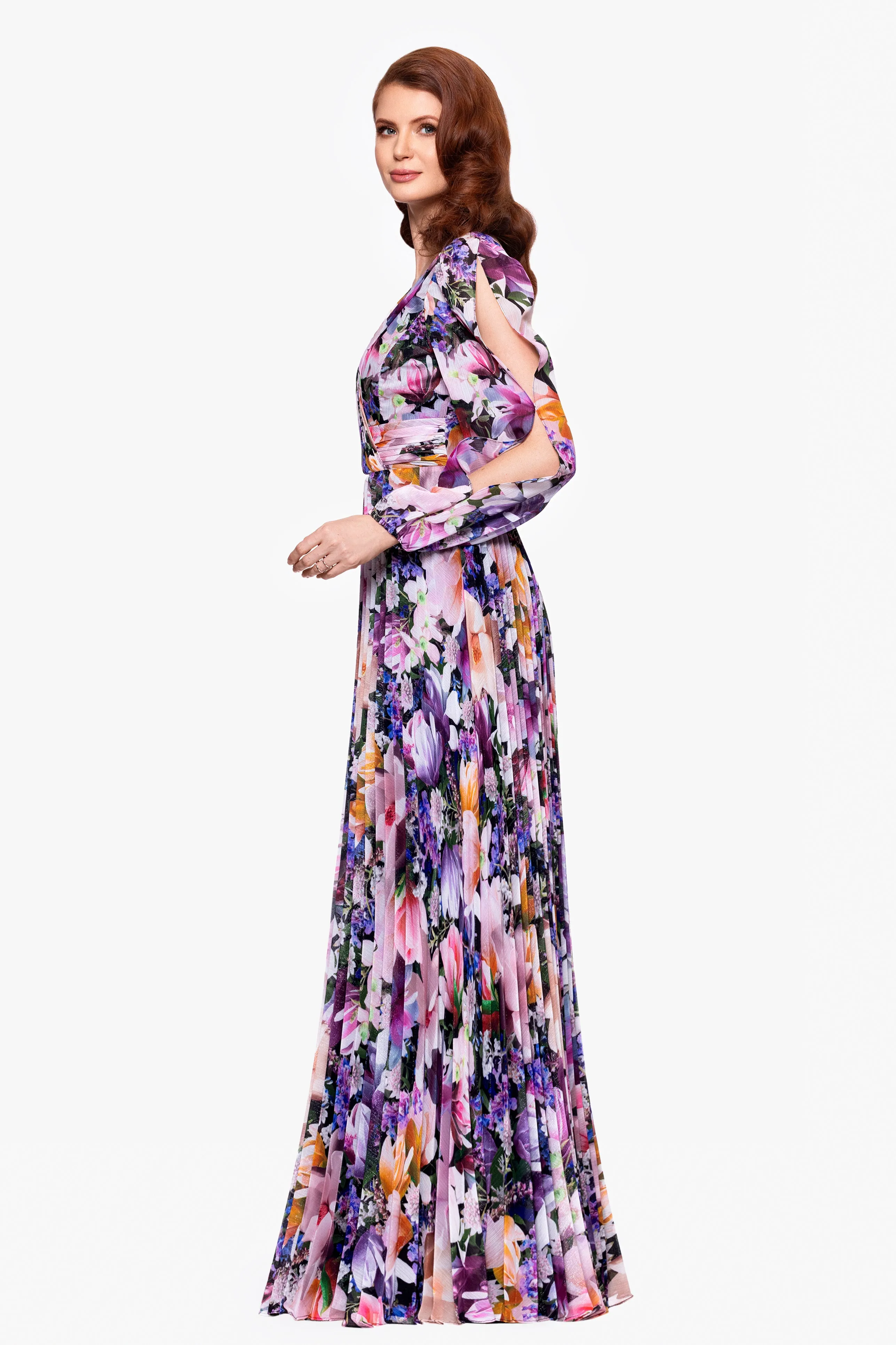 "Sammy" Chiffon Long Sleeve Floor Length Dress sold by Betsy & Adam product image thumbnail 5