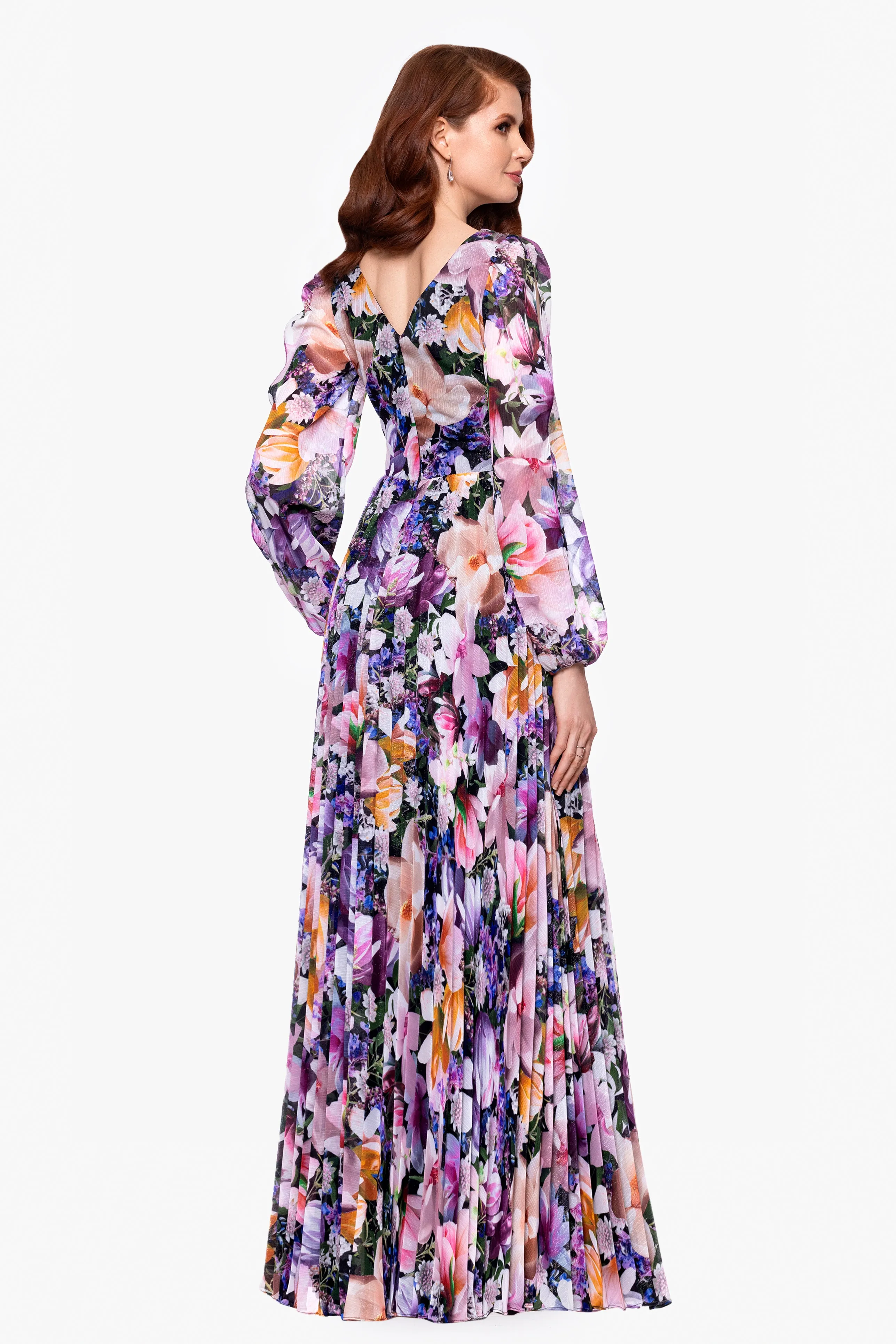 "Sammy" Chiffon Long Sleeve Floor Length Dress sold by Betsy & Adam product image thumbnail 3