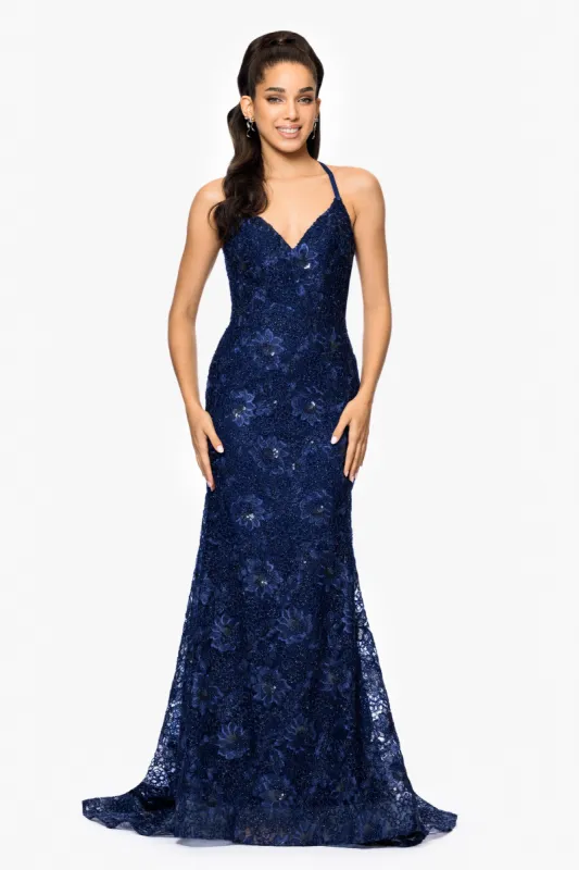 "Lyla" Sequin Embellished Spaghetti Strap Backless Dress sold by Betsy & Adam