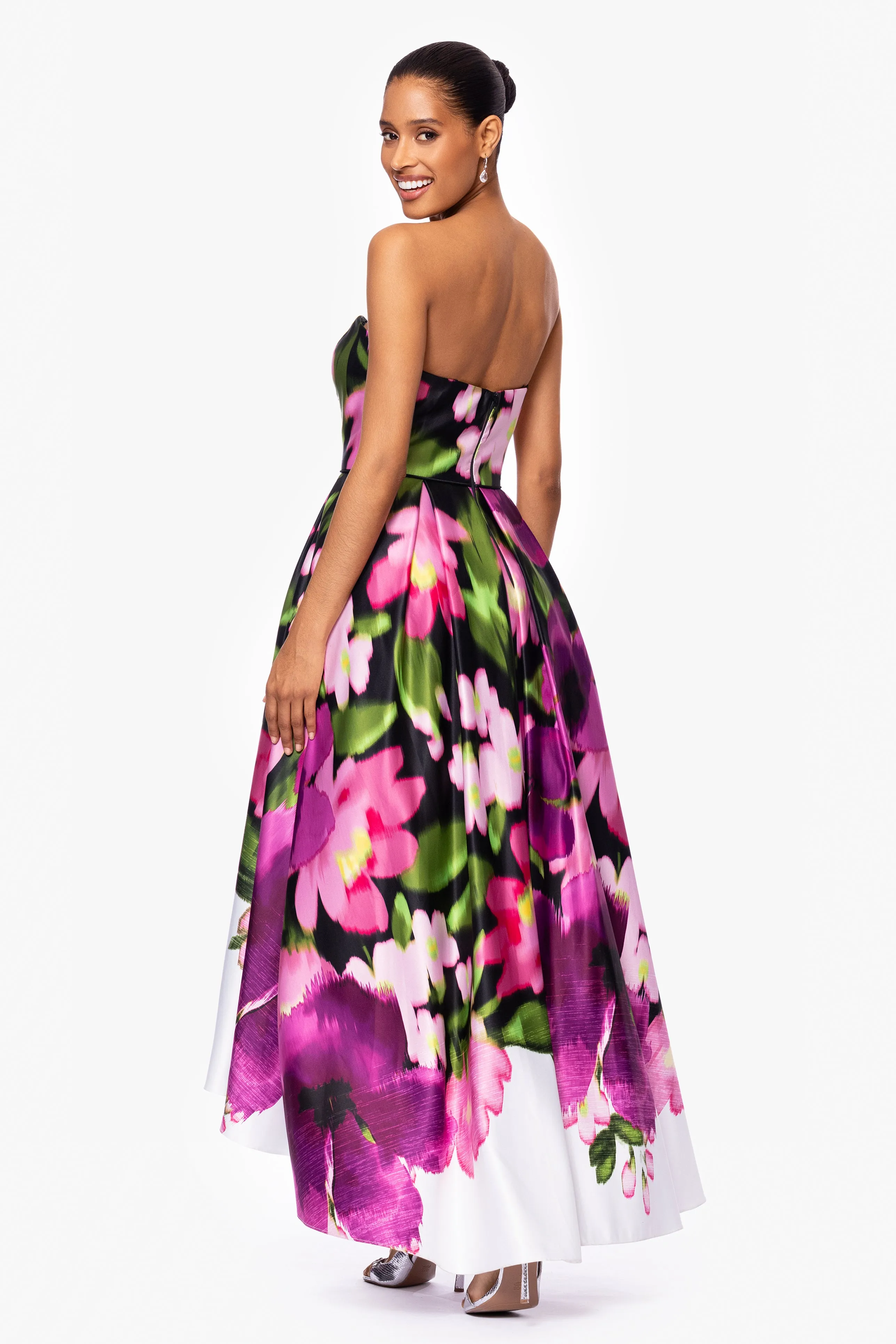 "Gabriella" High-Low Print Lamour Ballgown sold by Betsy & Adam product image thumbnail 3