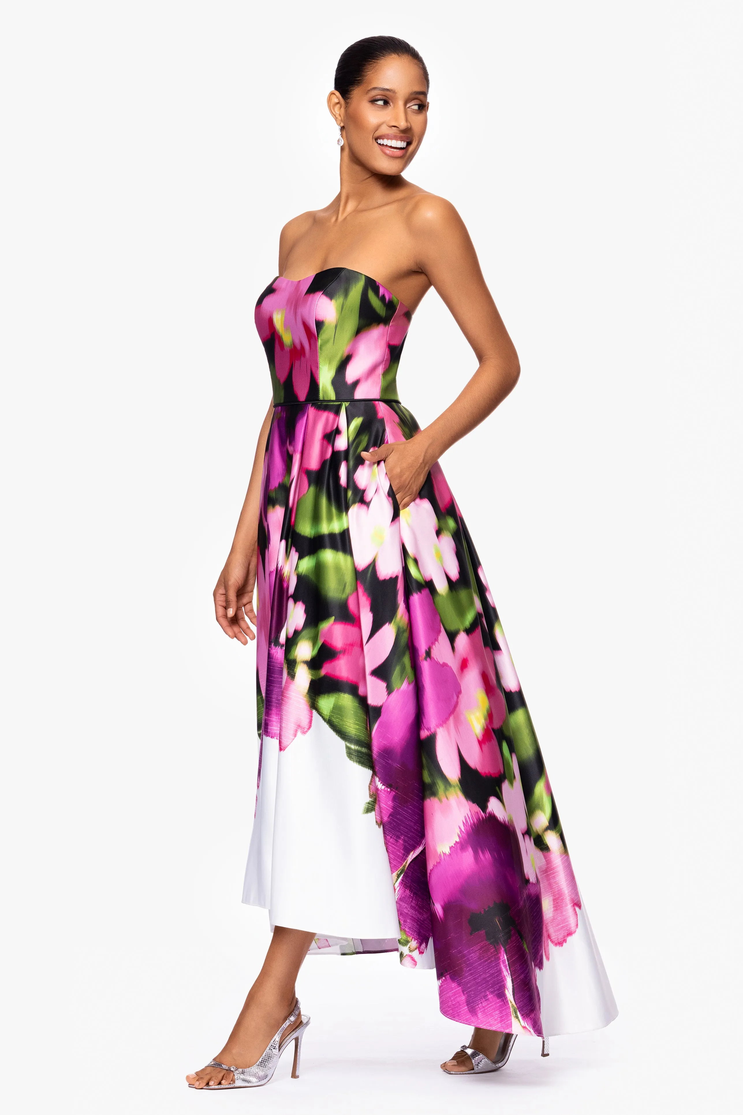 "Gabriella" High-Low Print Lamour Ballgown sold by Betsy & Adam product image thumbnail 4