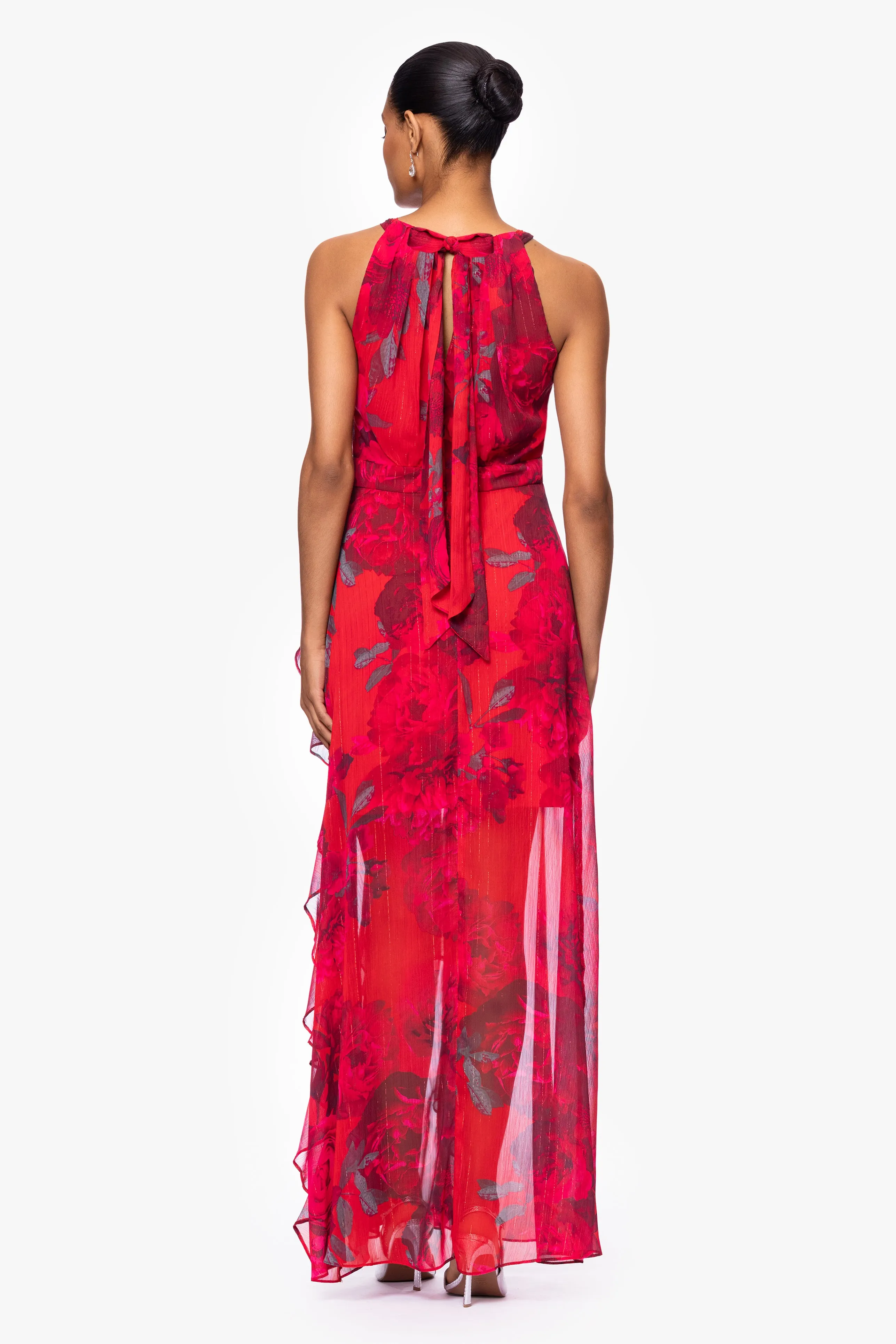 "Ginny" Chiffon Print Floor Length Ruffle Dress sold by Betsy & Adam product image thumbnail 3