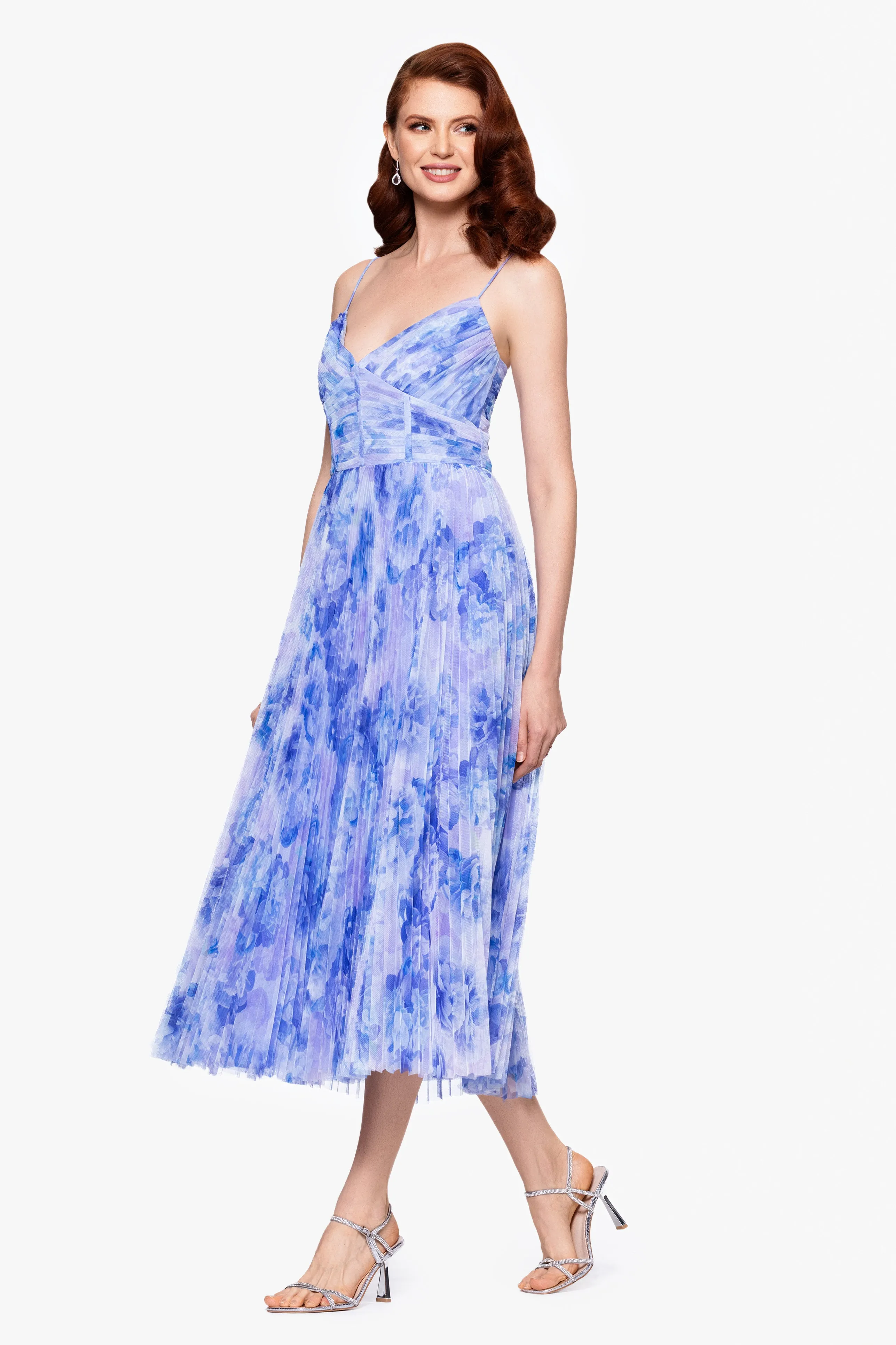 "Meadow" Tulle Print Pleated Midi Dress sold by Betsy & Adam product image thumbnail 4