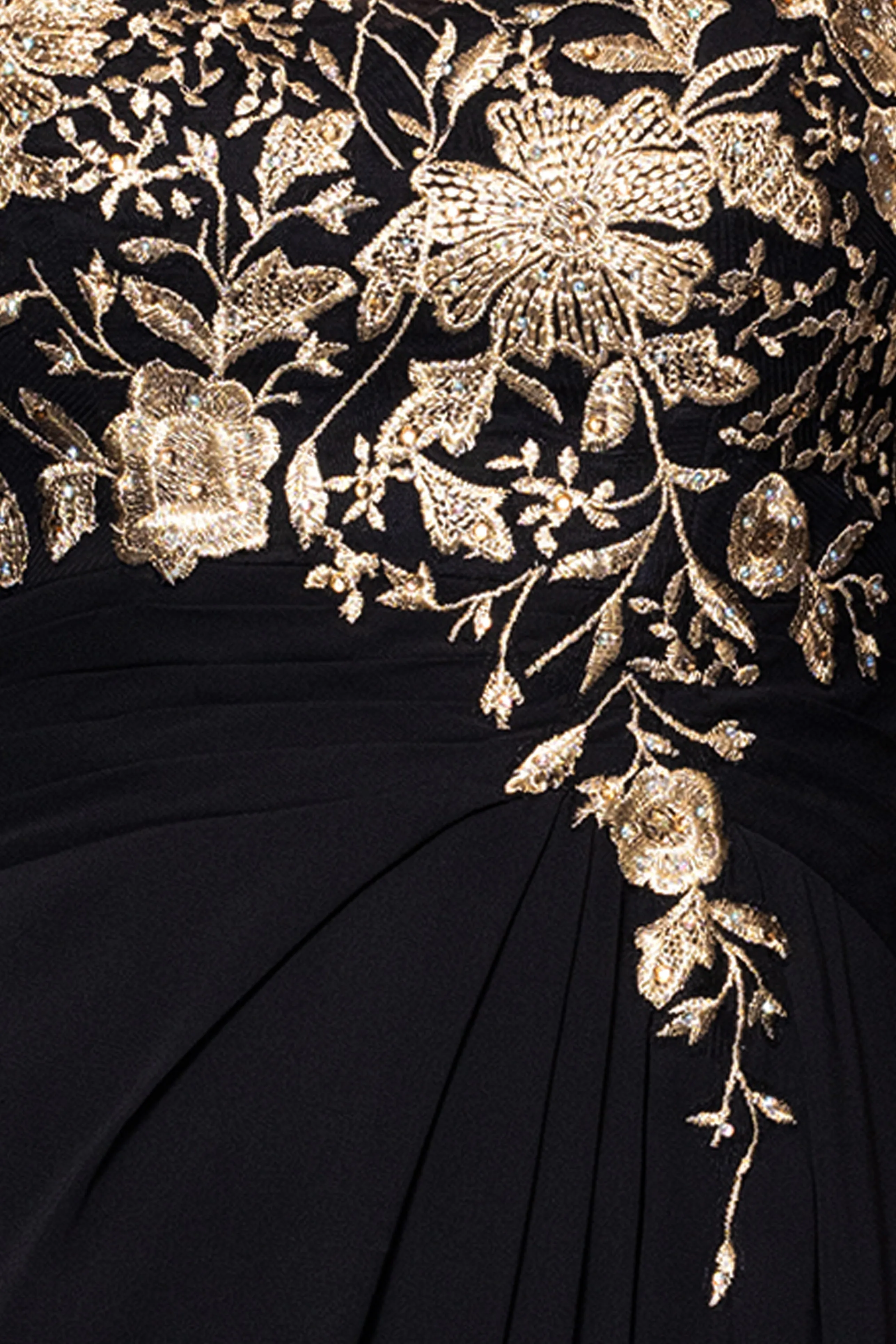 "Gloria" Long Sheer Matte Jersey Cape Back With Applique Dress sold by Betsy & Adam product image thumbnail 5