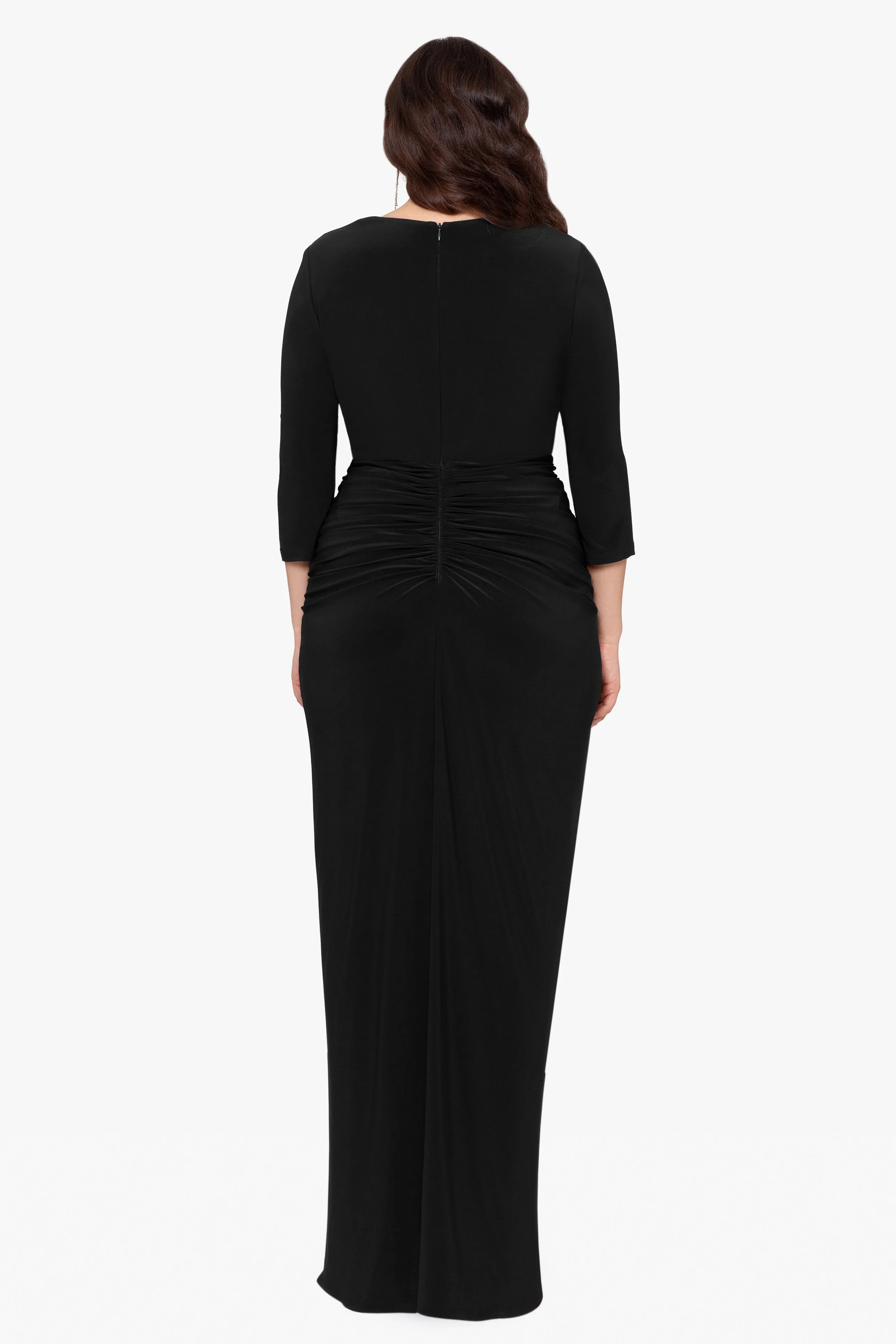 Plus "Aubree" Jersey Knit Long Sleeve Ruffle Floor Length Dress sold by Betsy & Adam product image thumbnail 2
