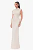 Petite "Bethany" Crinkle Metallic Rouched Floor Length Dress sold by Betsy & Adam