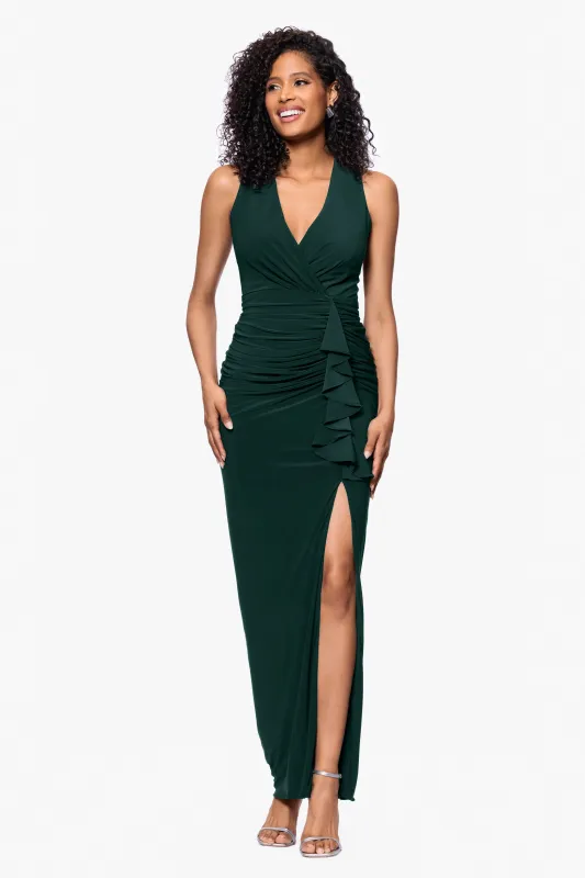 "Bobbi" Ruffled V-Neck Gown sold by Betsy & Adam