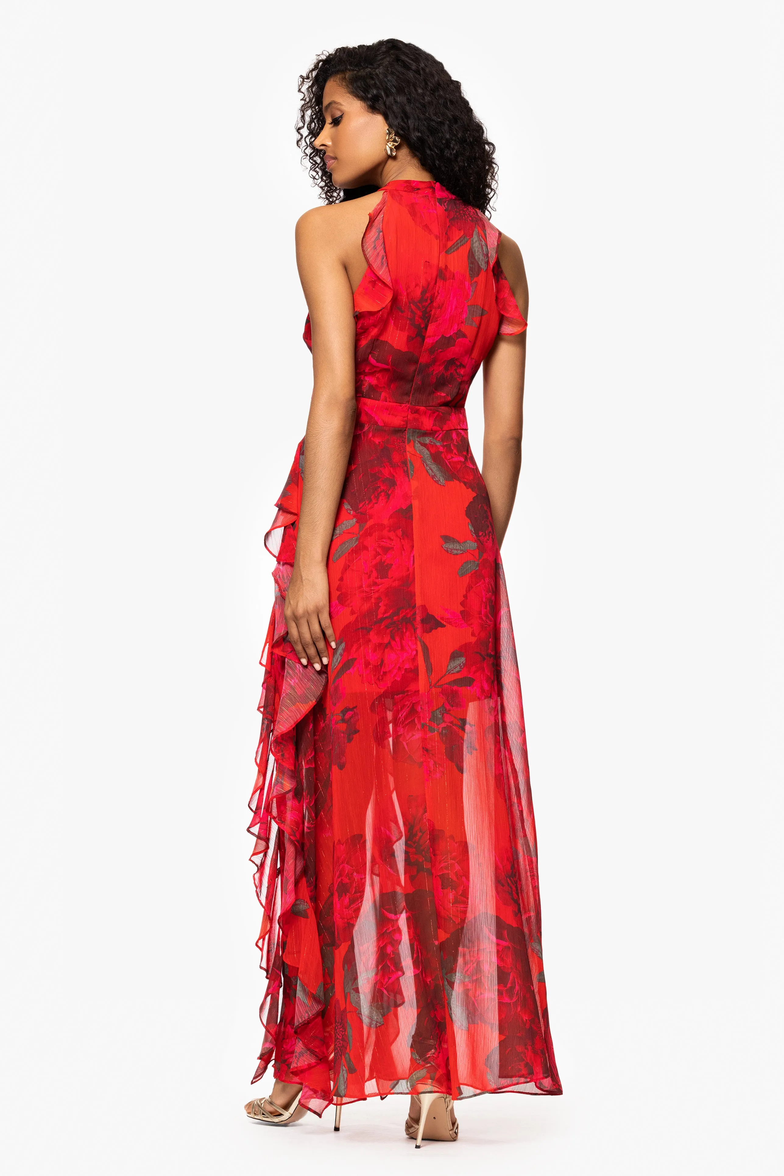 "Ramona" Print Chiffon Ruffle Floor Length Dress sold by Betsy & Adam product image thumbnail 3