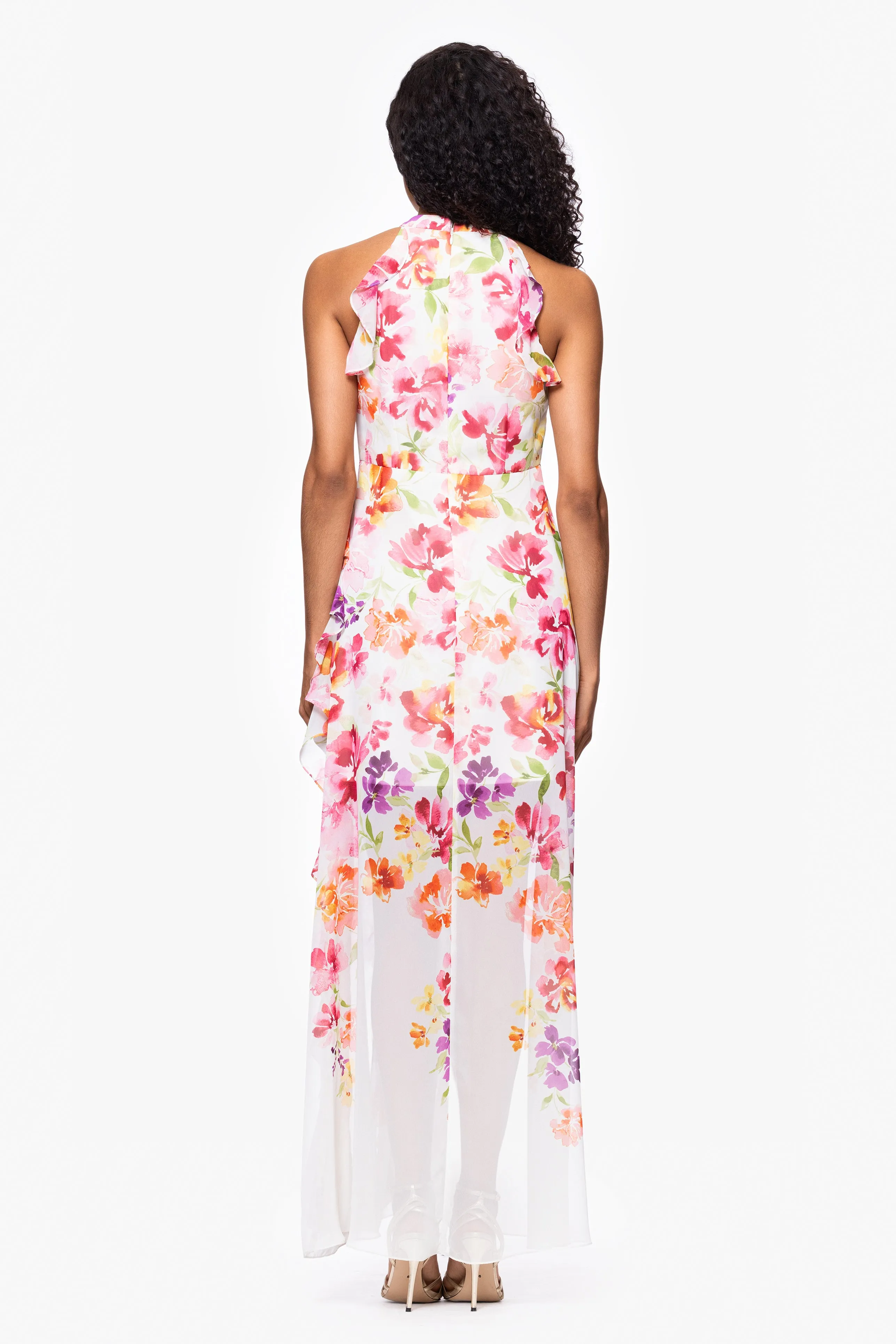 "Macy" Floral Print Chiffon Ruffle Dress sold by Betsy & Adam product image thumbnail 3