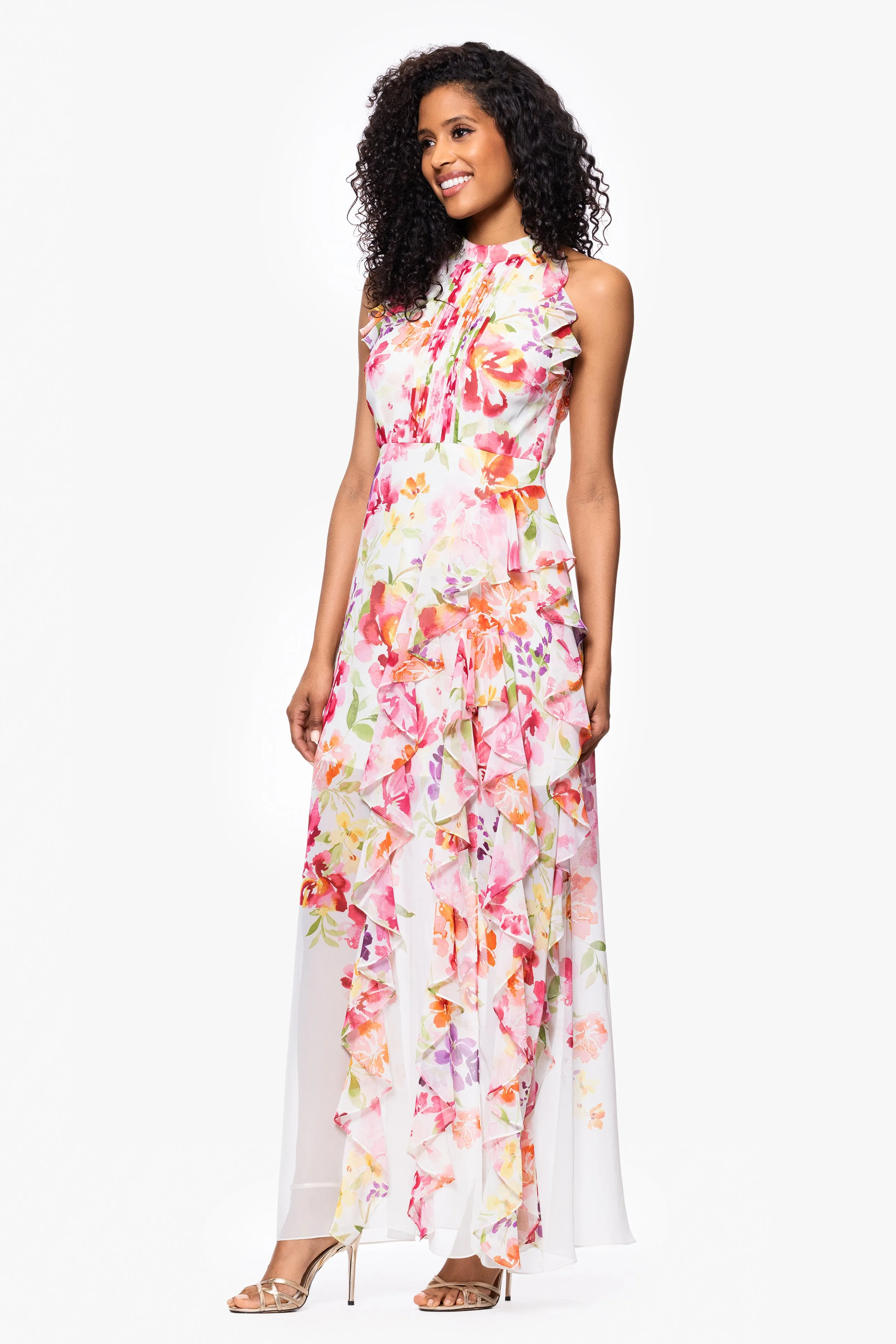 "Macy" Floral Print Chiffon Ruffle Dress sold by Betsy & Adam product image thumbnail 4