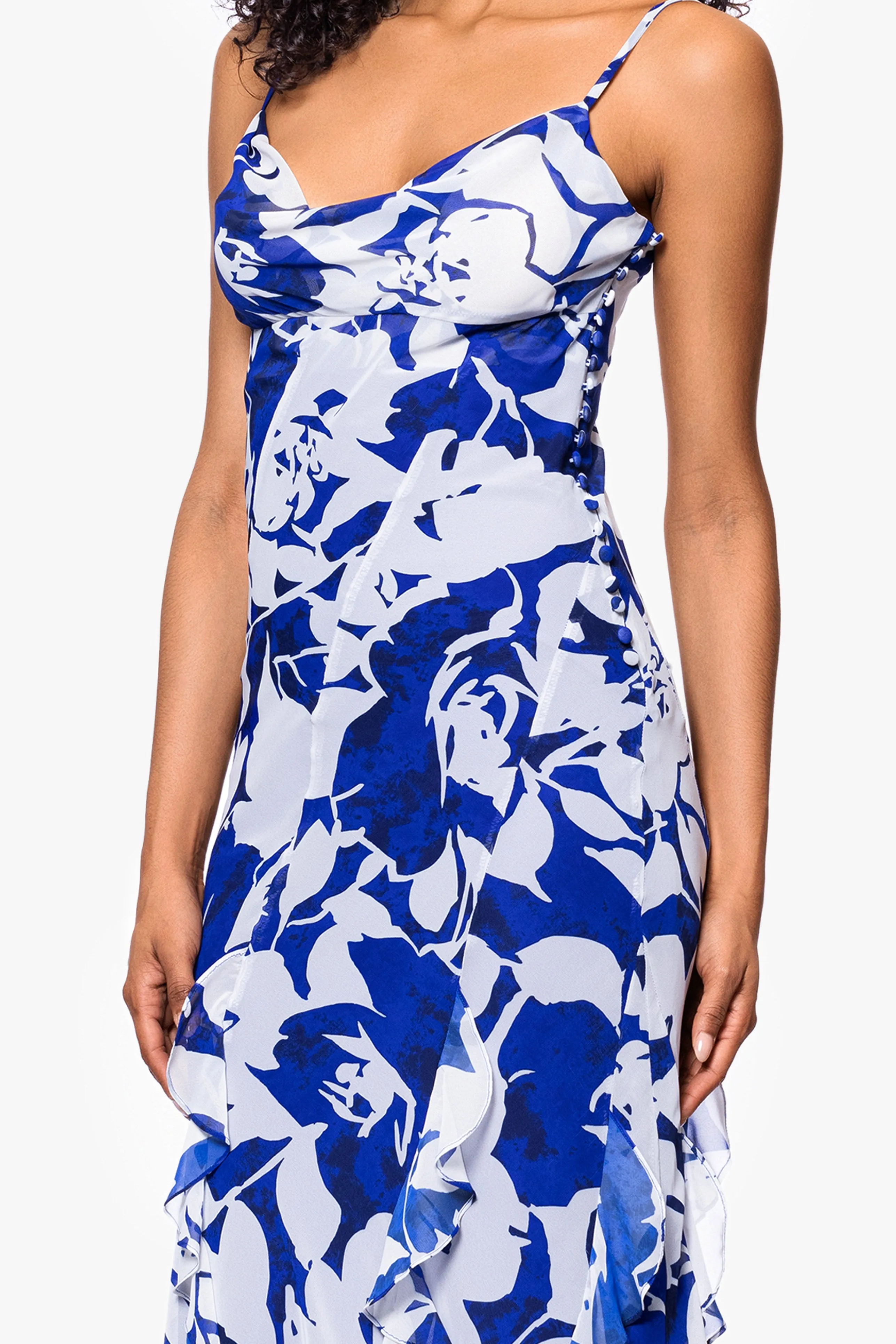 "Georgina" Print Chiffon Ruffle Floor Length Dress sold by Betsy & Adam product image thumbnail 2