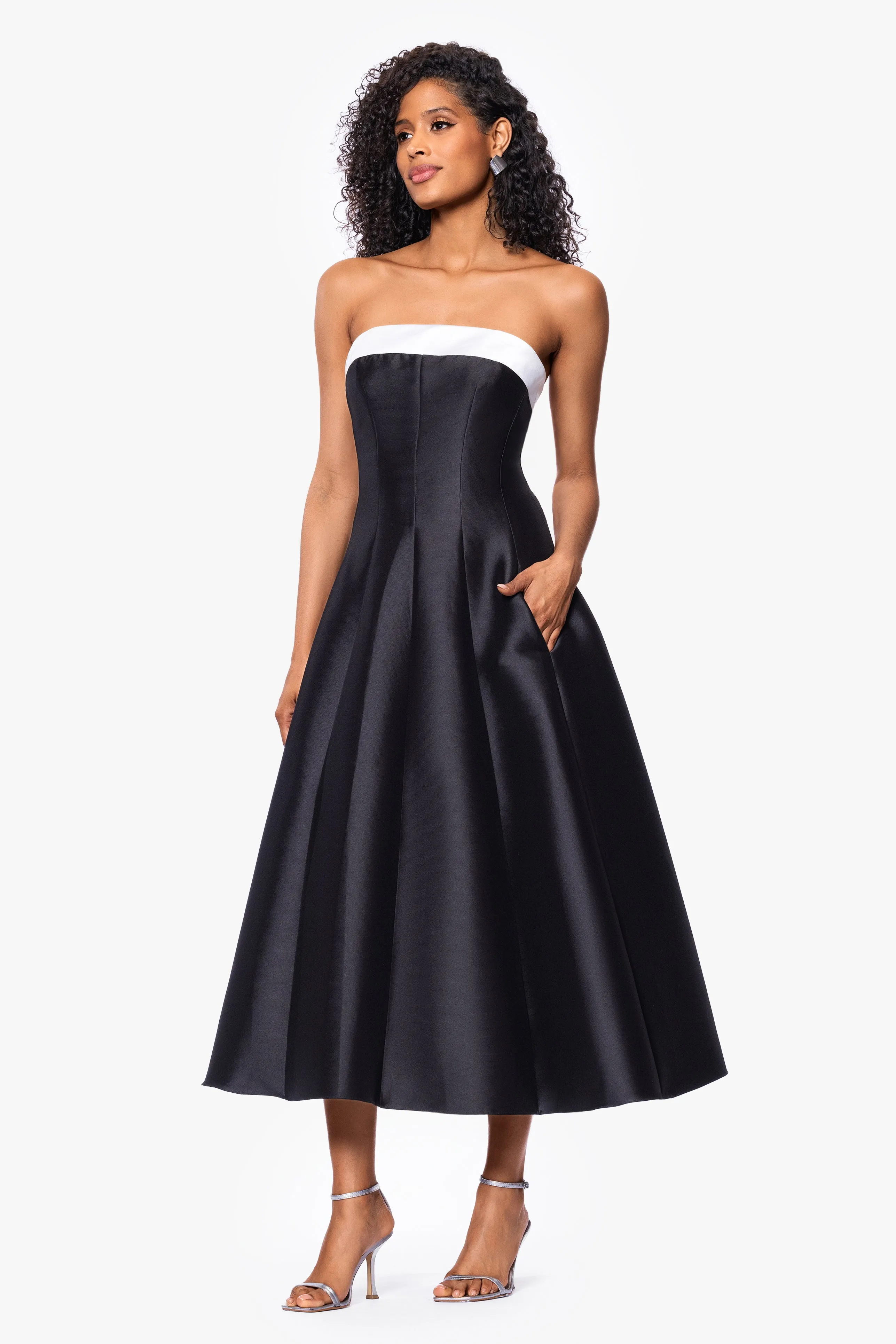 "Kate" Long Mikado Satin Strapless Dress sold by Betsy & Adam product image thumbnail 3