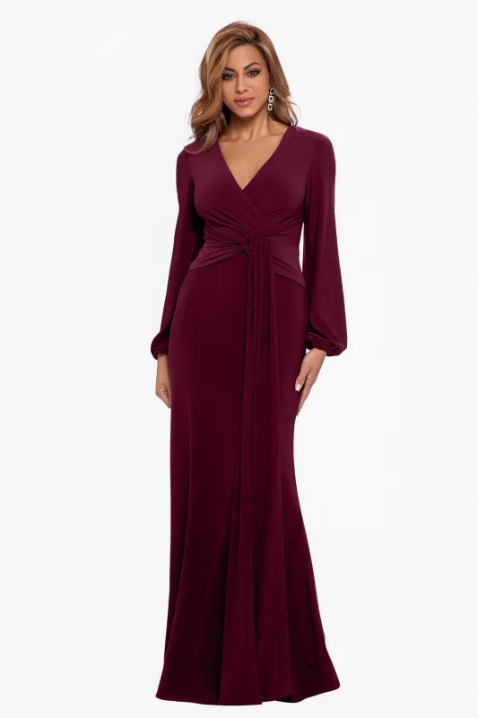 Petite "Hadley" Floor Length Stretch Knit Gown sold by Betsy & Adam