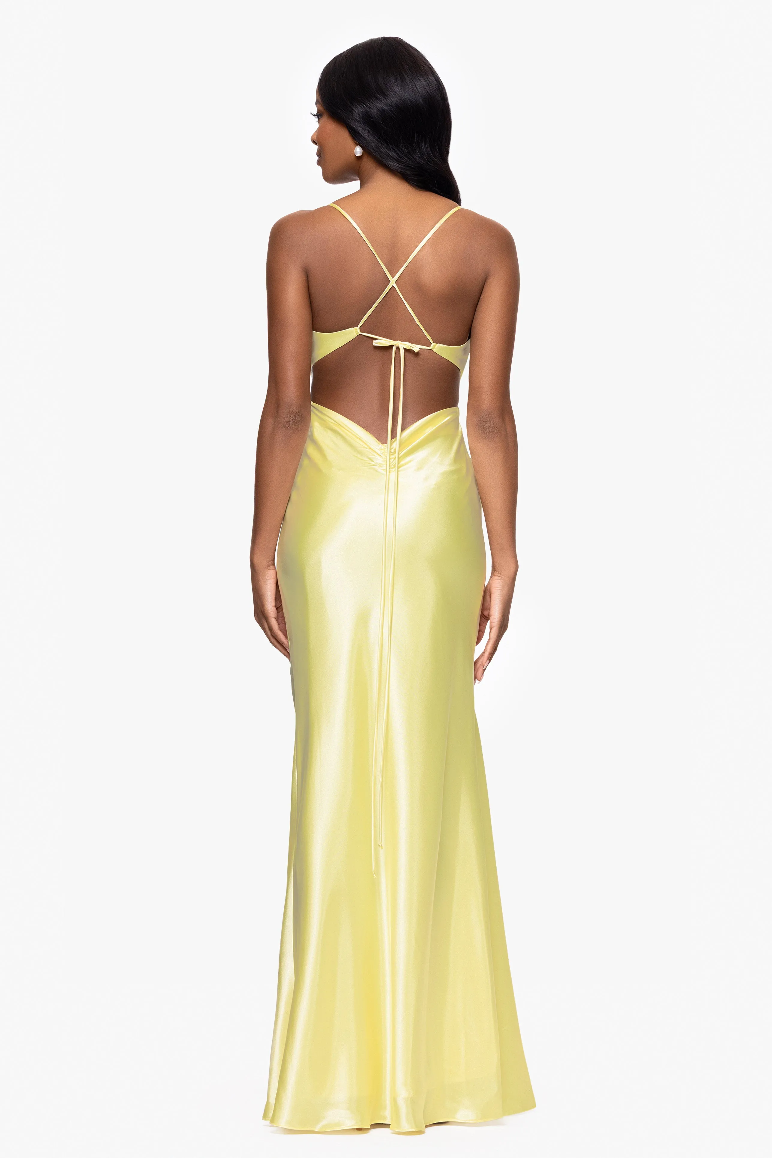 "Grace" Long Spaghetti Strap Tieback Dress sold by Betsy & Adam product image thumbnail 2