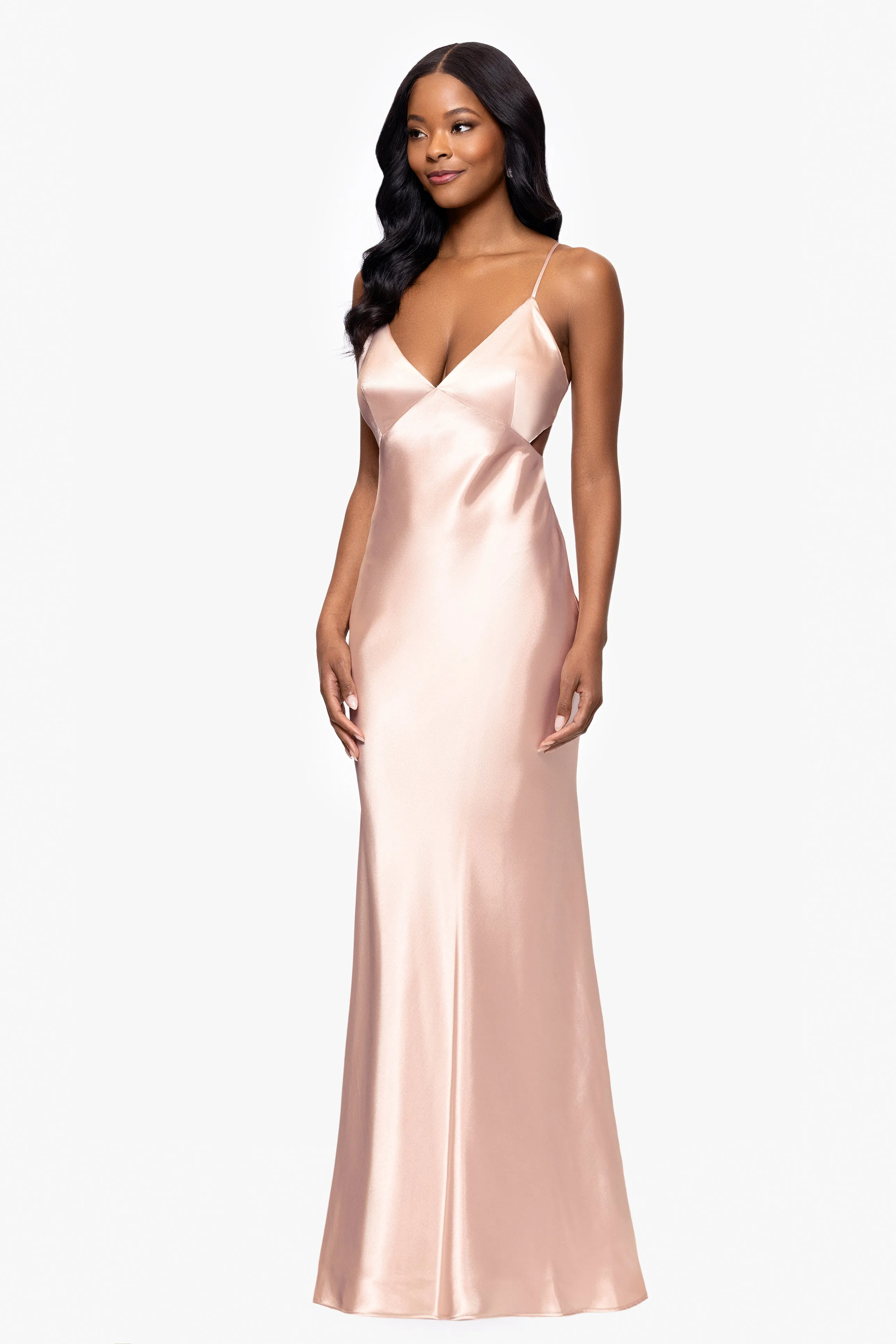 Petite "Grace" Long Spaghetti Strap Tieback Dress sold by Betsy & Adam product image thumbnail 4