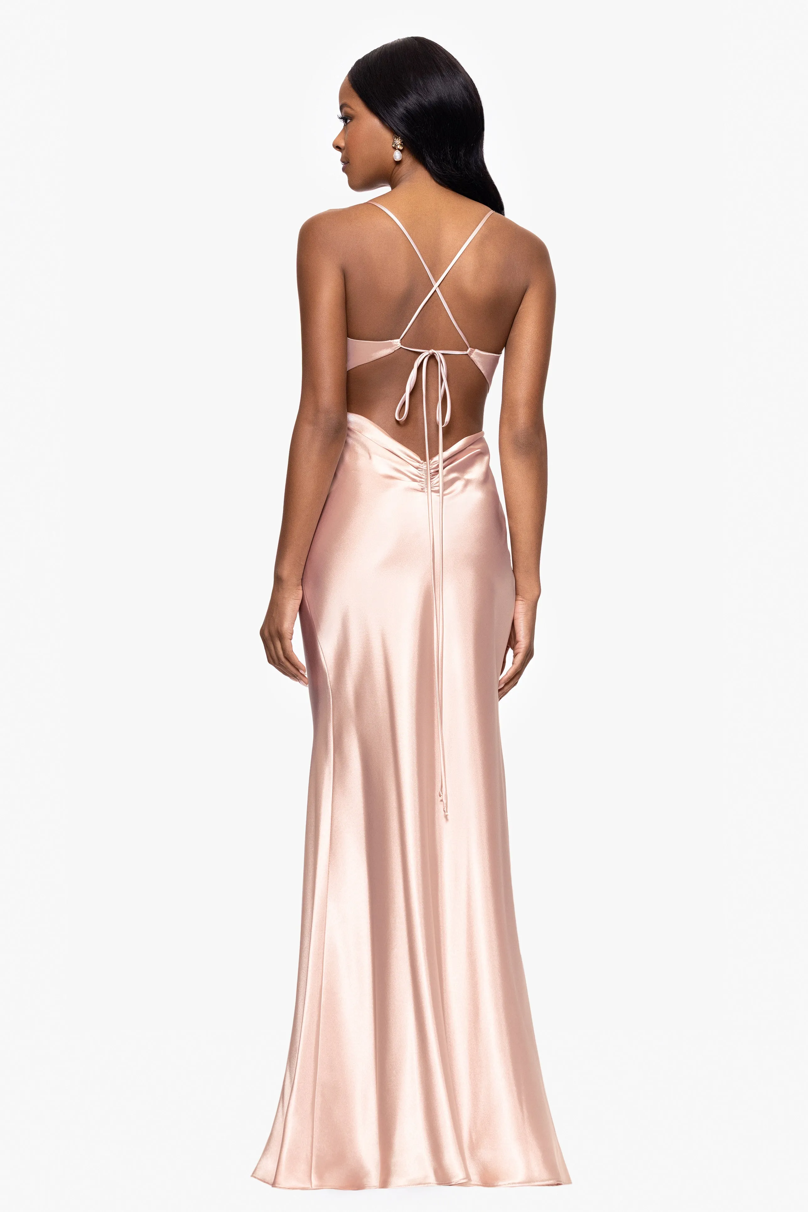 Petite "Grace" Long Spaghetti Strap Tieback Dress sold by Betsy & Adam product image thumbnail 3