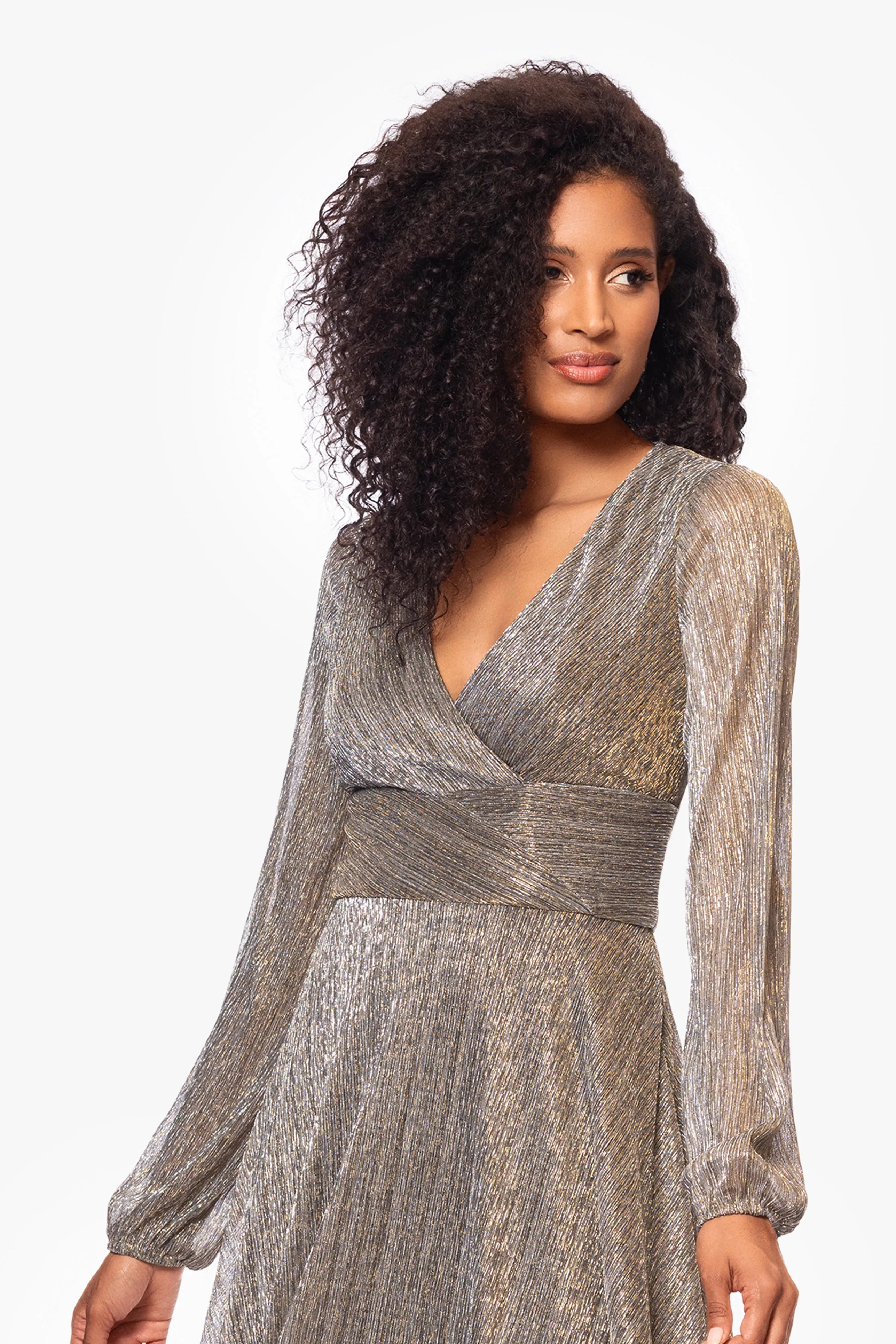 "Alexa" Long Sleeve Metallic Knit Dress sold by Betsy & Adam product image thumbnail 2