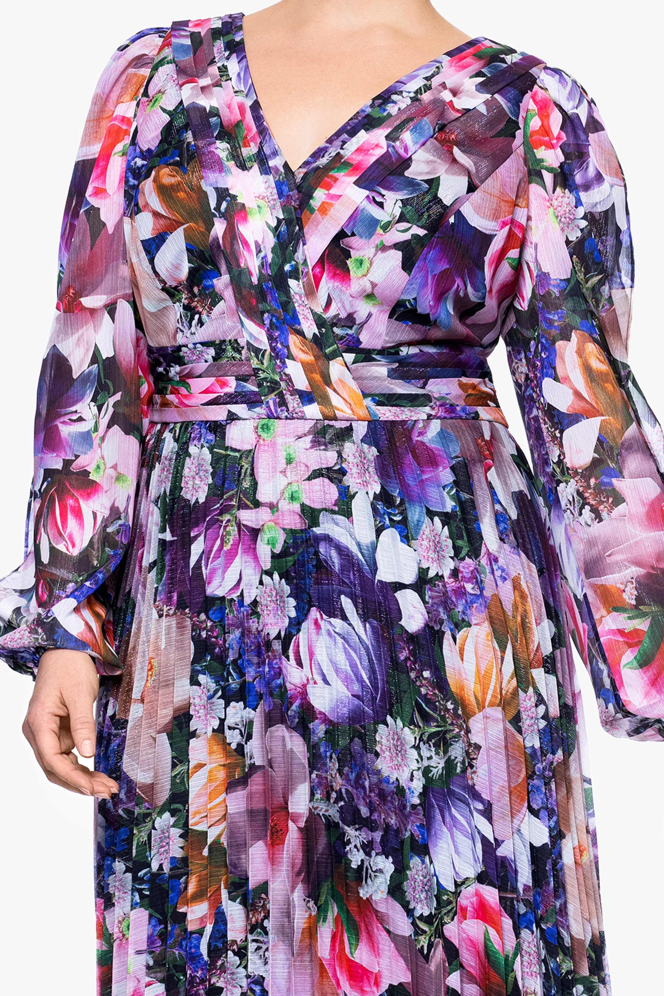 Plus "Sammy" Chiffon Long Sleeve Floor Length Dress sold by Betsy & Adam product image thumbnail 2