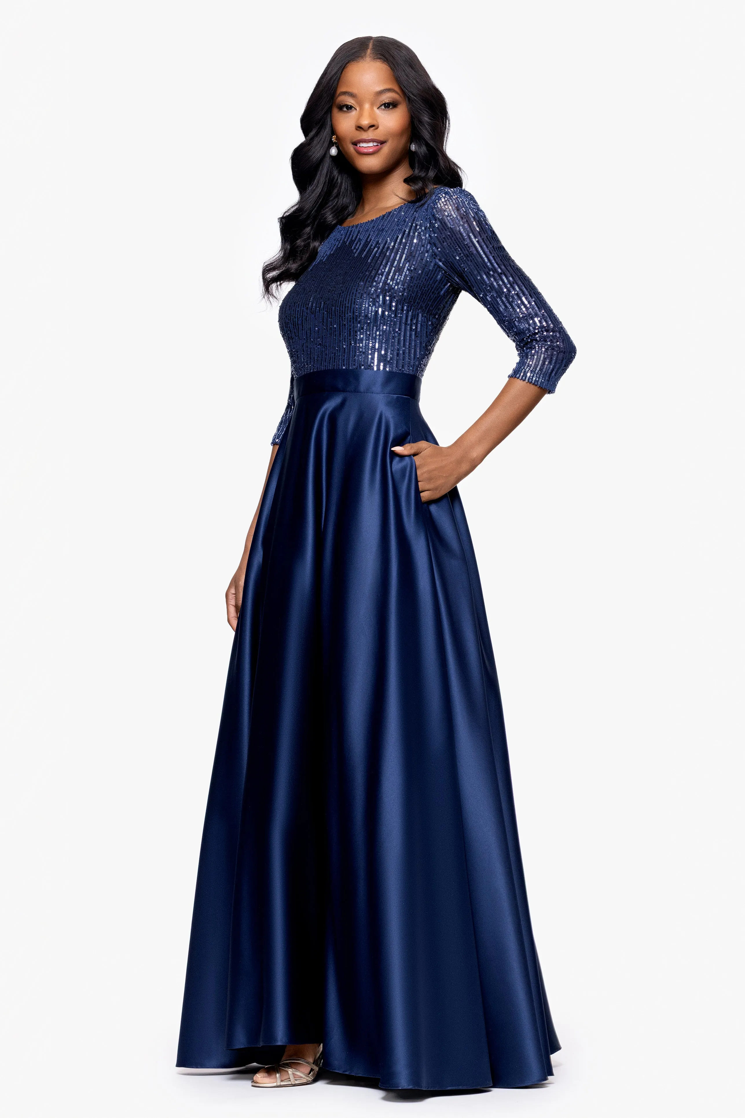 "Quinn" Embellished Sequin Ballgown sold by Betsy & Adam product image thumbnail 4