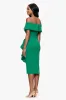 Petite "Kourtney" Scuba Crepe Off the Shoulder Ruffle Midi Dress sold by Betsy & Adam