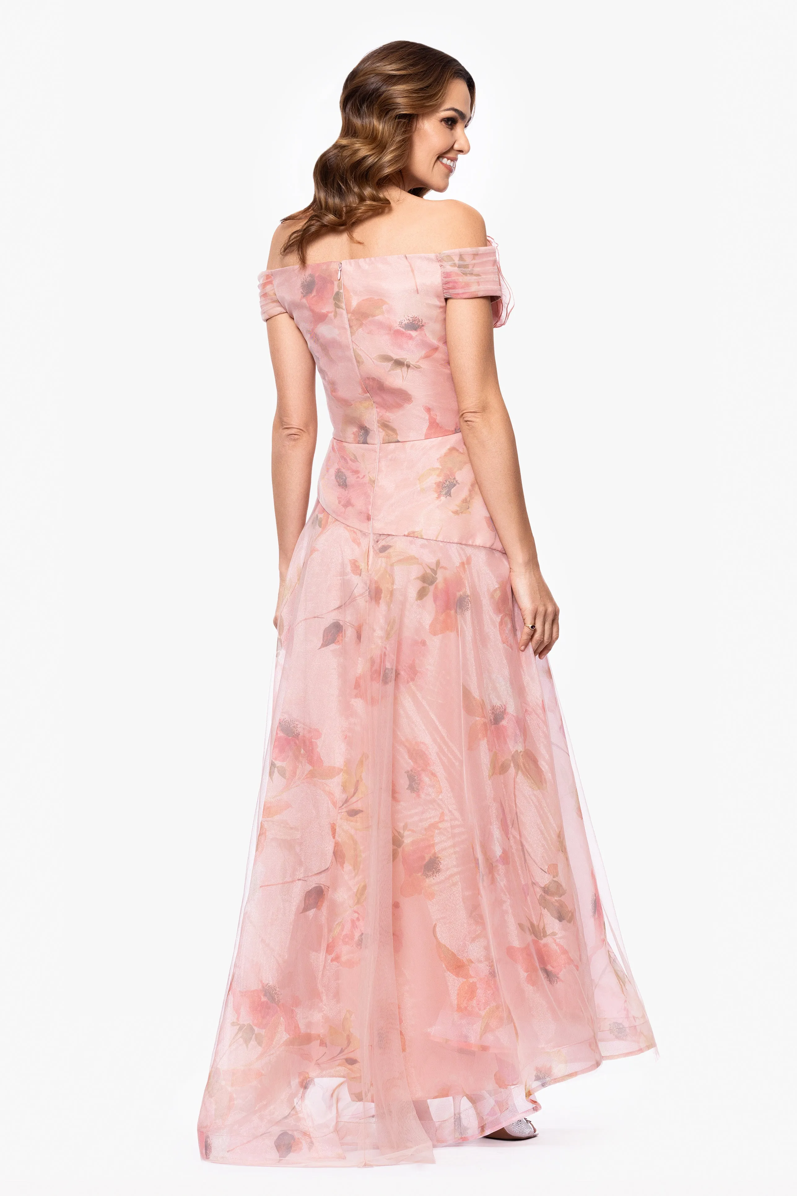 "Penelope" Organza Flowers Off the Shoulder Dress sold by Betsy & Adam product image thumbnail 3