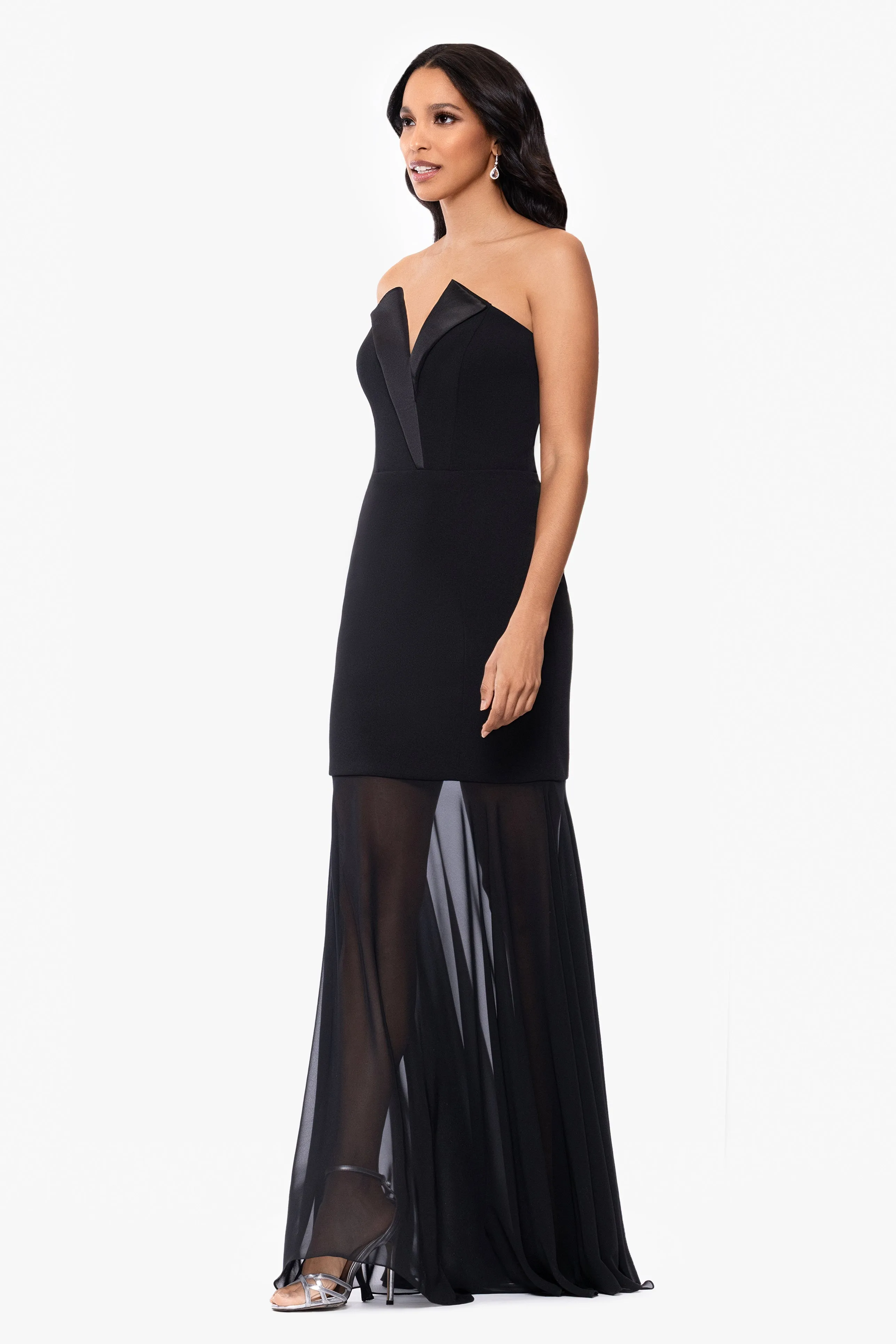 "Rosanna" Scuba Crepe and Chiffon Floor Length Tuxedo Dress sold by Betsy & Adam product image thumbnail 5