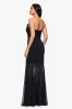 "Rosanna" Scuba Crepe and Chiffon Floor Length Tuxedo Dress sold by Betsy & Adam