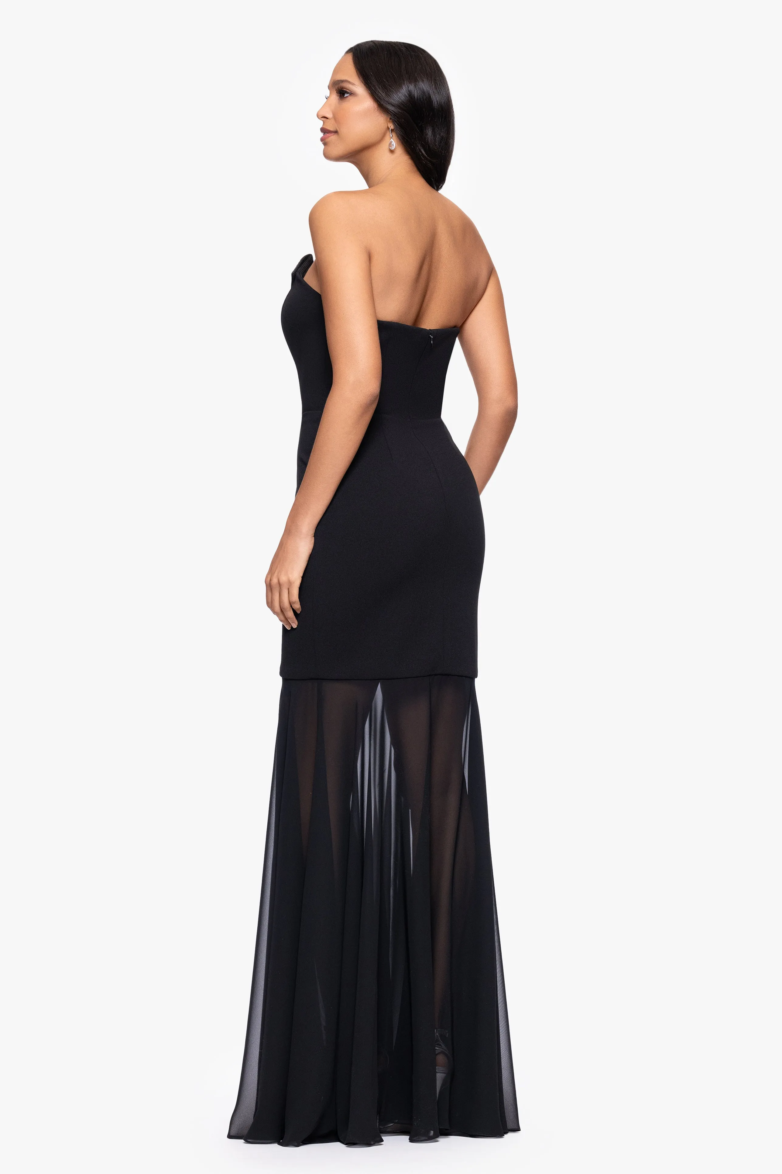 "Rosanna" Scuba Crepe and Chiffon Floor Length Tuxedo Dress sold by Betsy & Adam product image thumbnail 4
