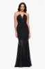 "Rosanna" Scuba Crepe and Chiffon Floor Length Tuxedo Dress sold by Betsy & Adam