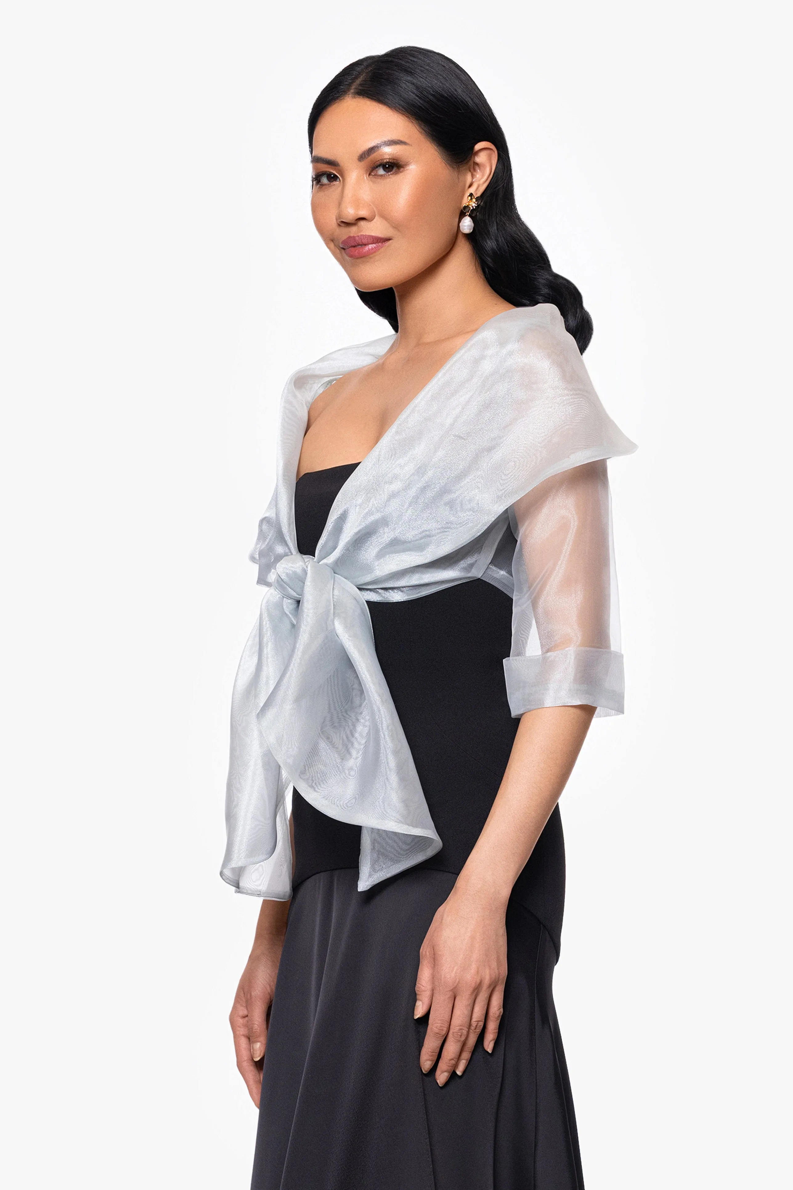 "Agnes" Organza 3/4 Sleeve Shawl Wrap sold by Betsy & Adam product image thumbnail 3