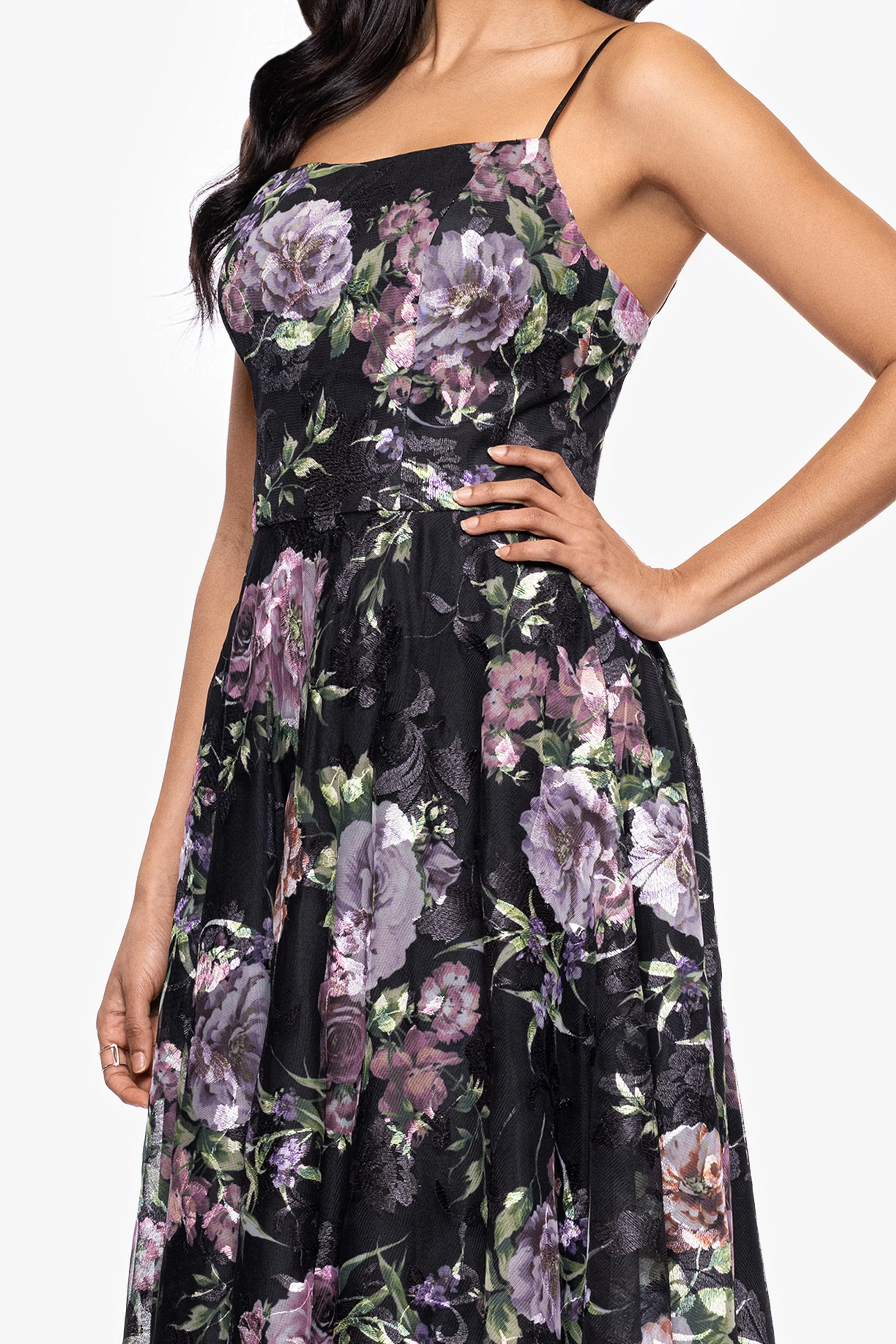 "Colleen" Print Mesh Spaghetti Strap Midi Dress sold by Betsy & Adam product image thumbnail 2