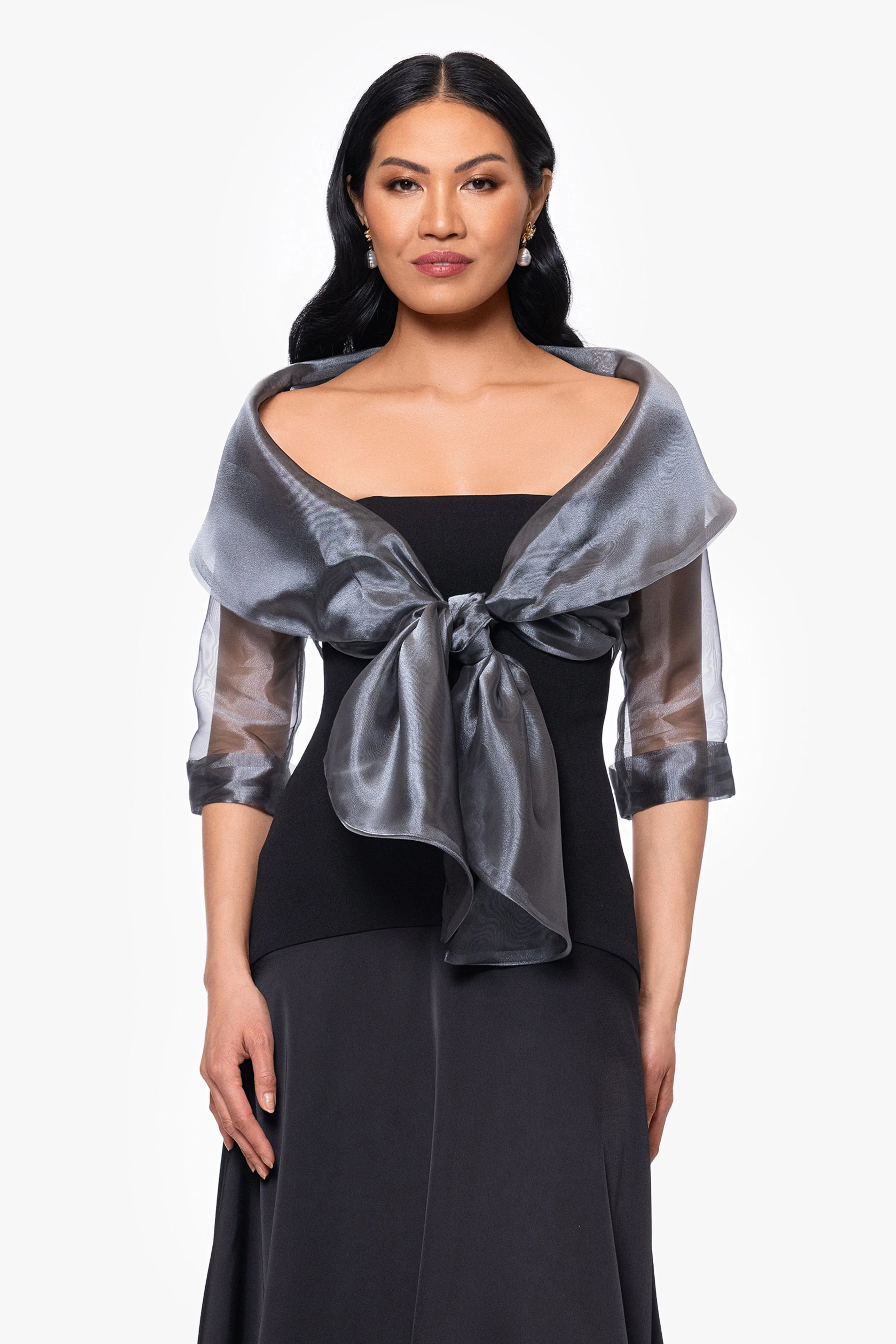 "Agnes" Organza 3/4 Sleeve Shawl Wrap sold by Betsy & Adam product image thumbnail 4