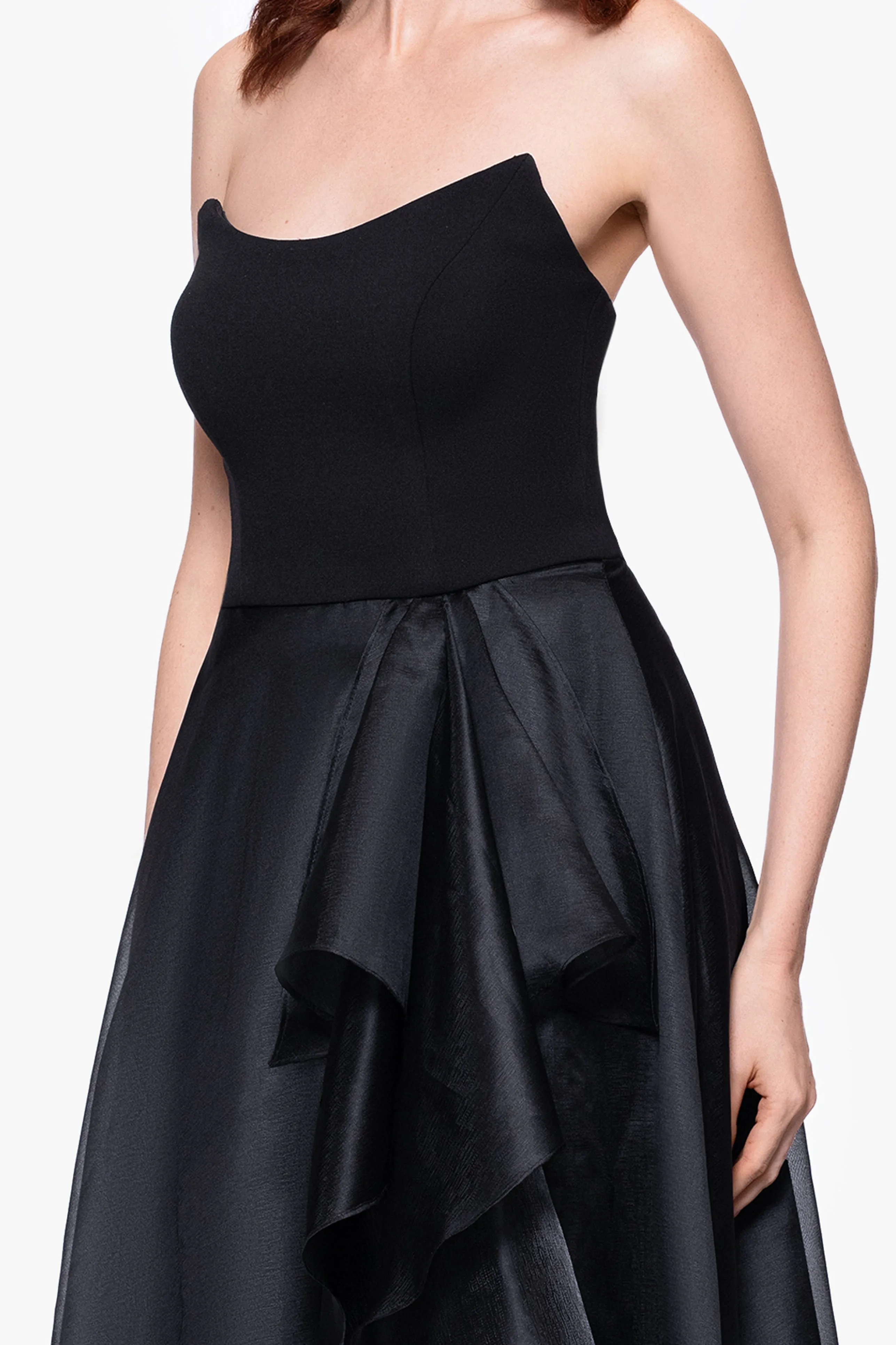 Petite "Josephine" Scuba Crepe and Organza Floor Ruffle Floor Length Dress sold by Betsy & Adam product image thumbnail 2