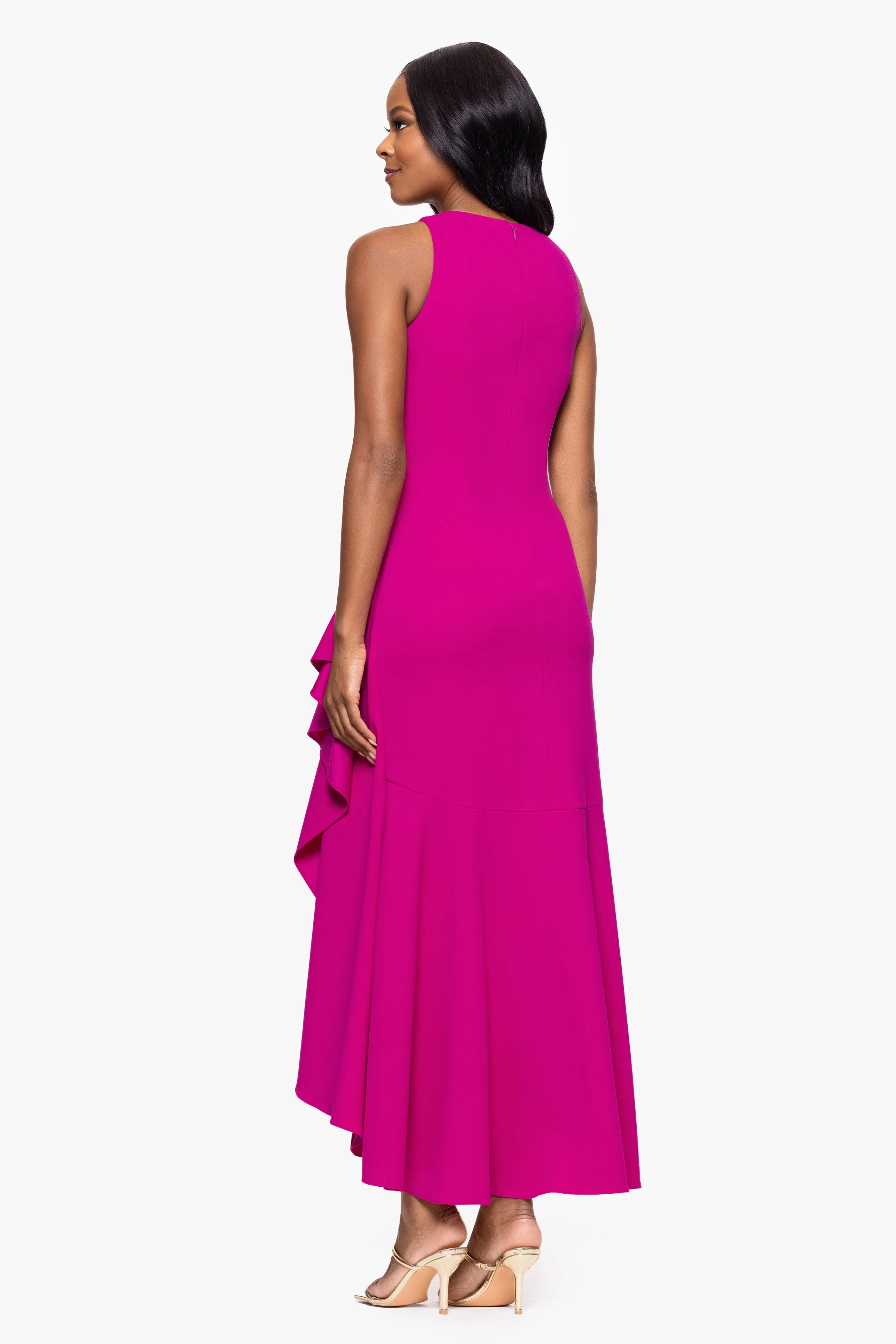 Petite "Nicki" Scuba Crepe High Low Rouched Dress sold by Betsy & Adam product image thumbnail 3