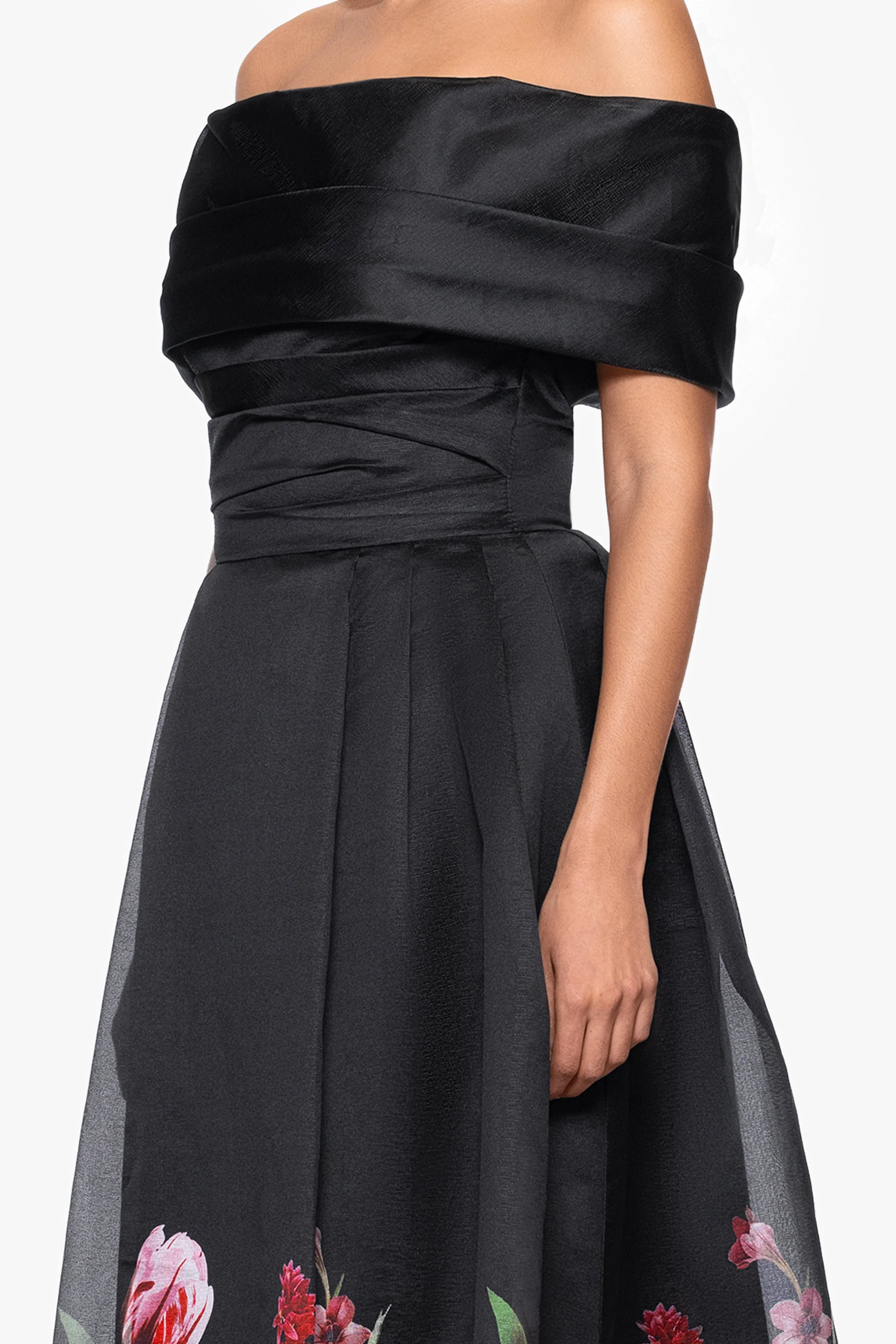 "Tabitha" Organza Print Off the Shoulder Midi Dress sold by Betsy & Adam product image thumbnail 2