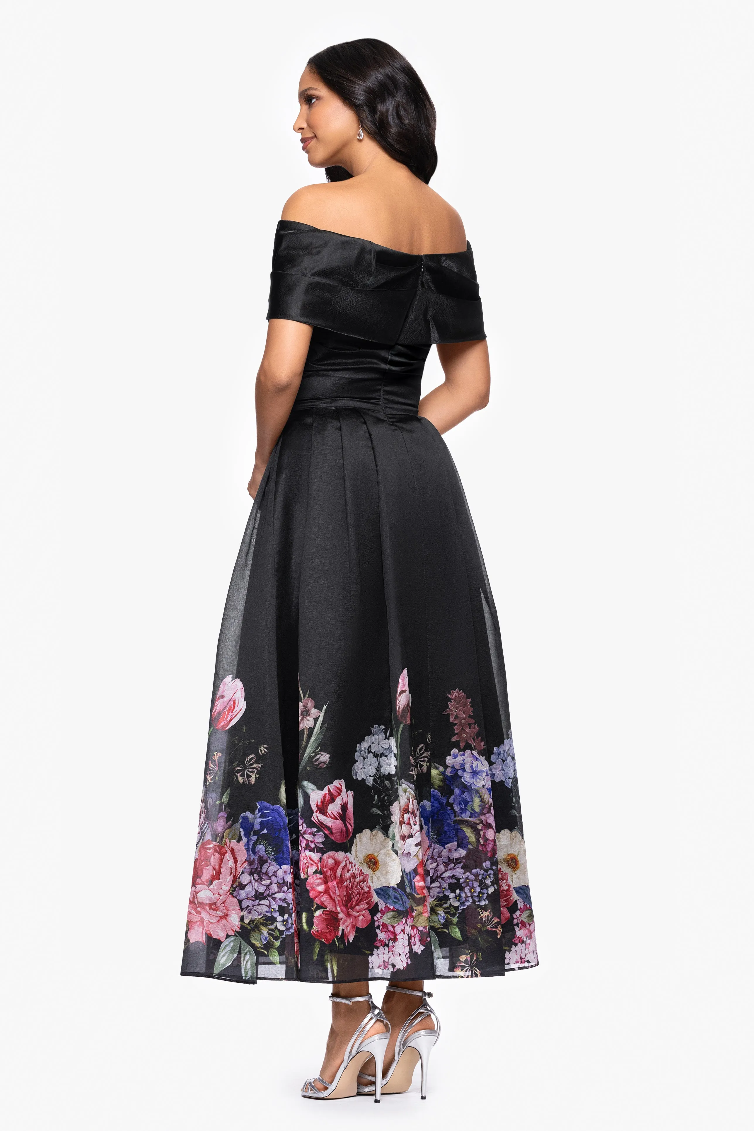 "Tabitha" Organza Print Off the Shoulder Midi Dress sold by Betsy & Adam product image thumbnail 3