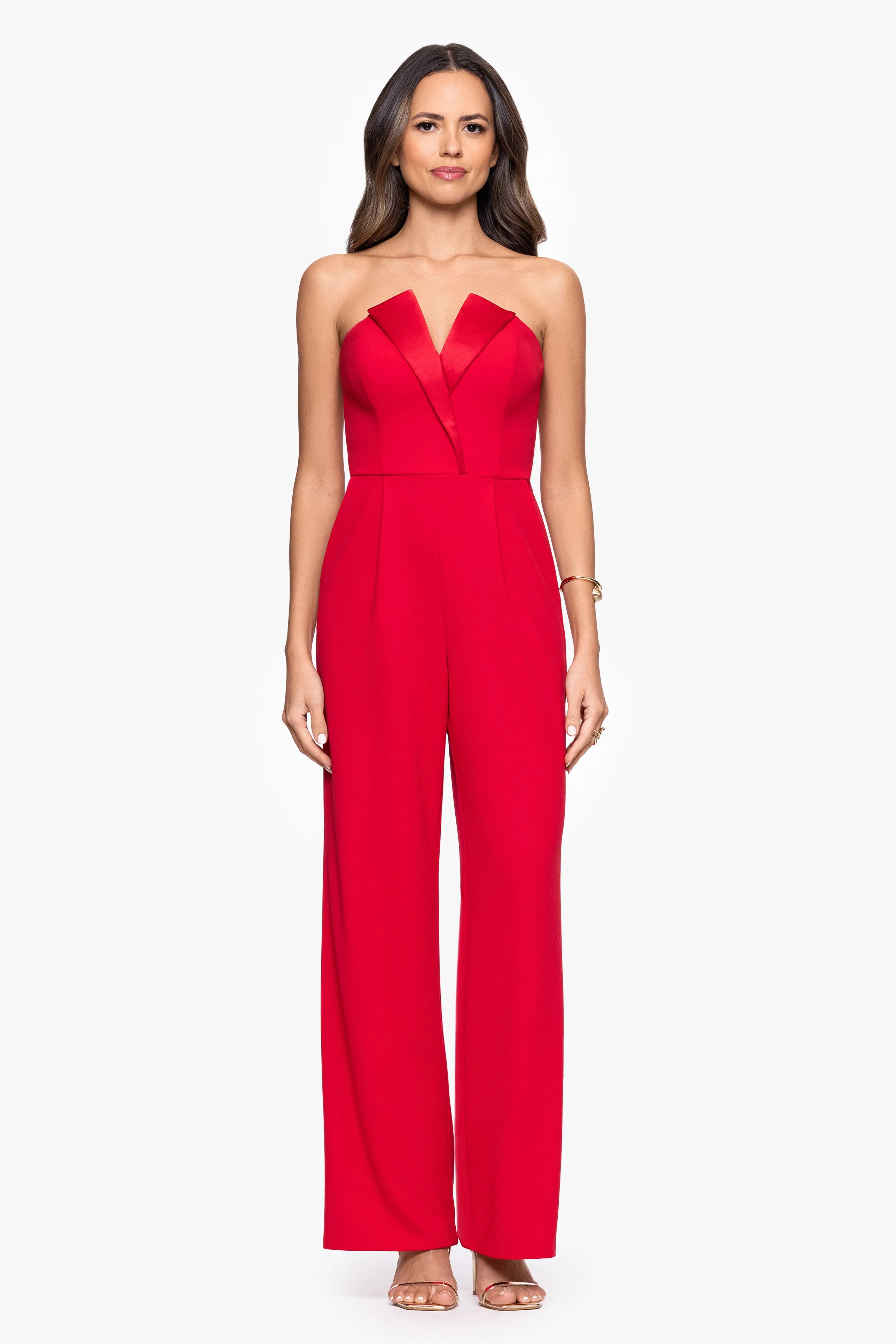 "Tasha" Long Strapless Tuxedo Jumpsuit sold by Betsy & Adam product image thumbnail 5
