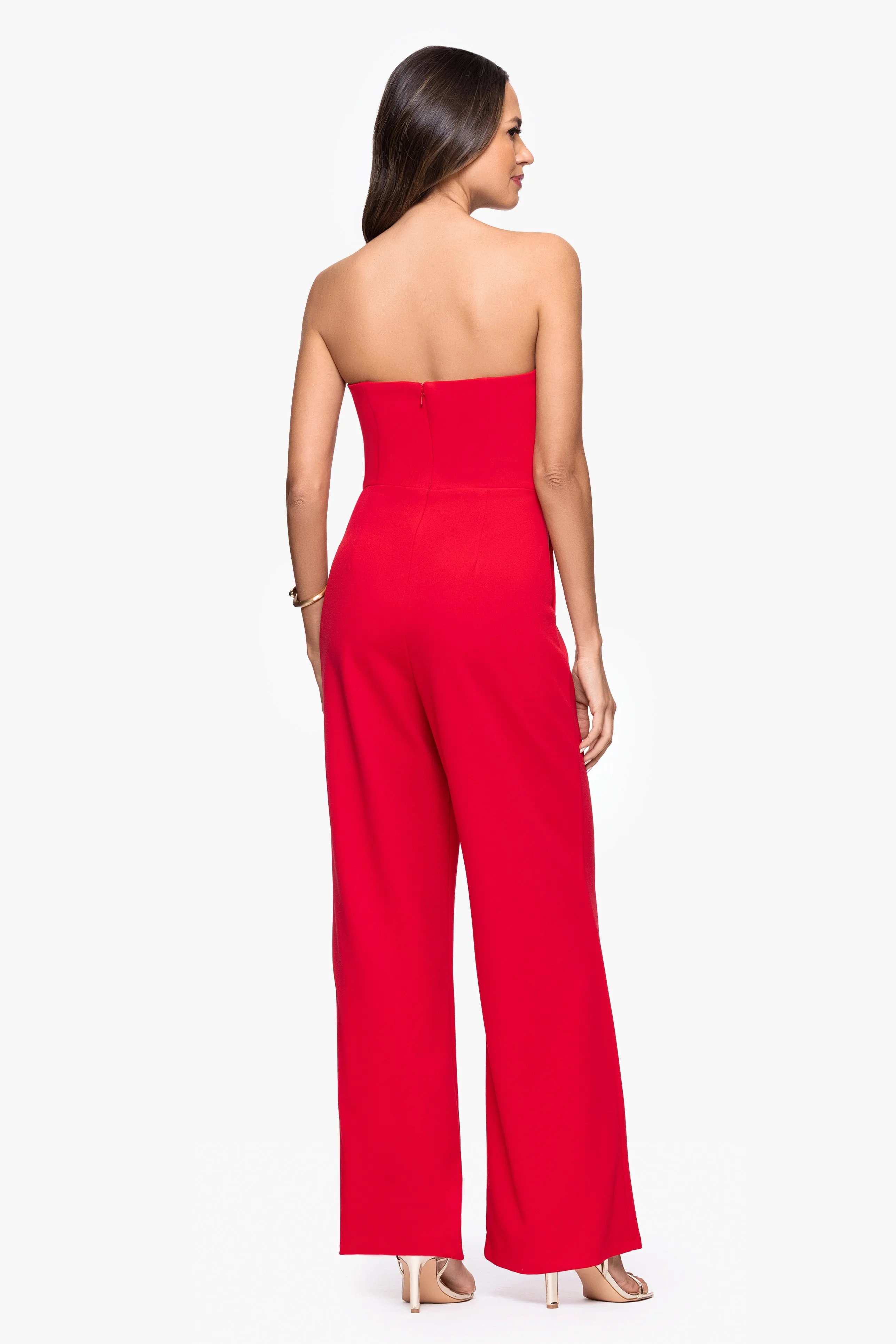 "Tasha" Long Strapless Tuxedo Jumpsuit sold by Betsy & Adam product image thumbnail 3