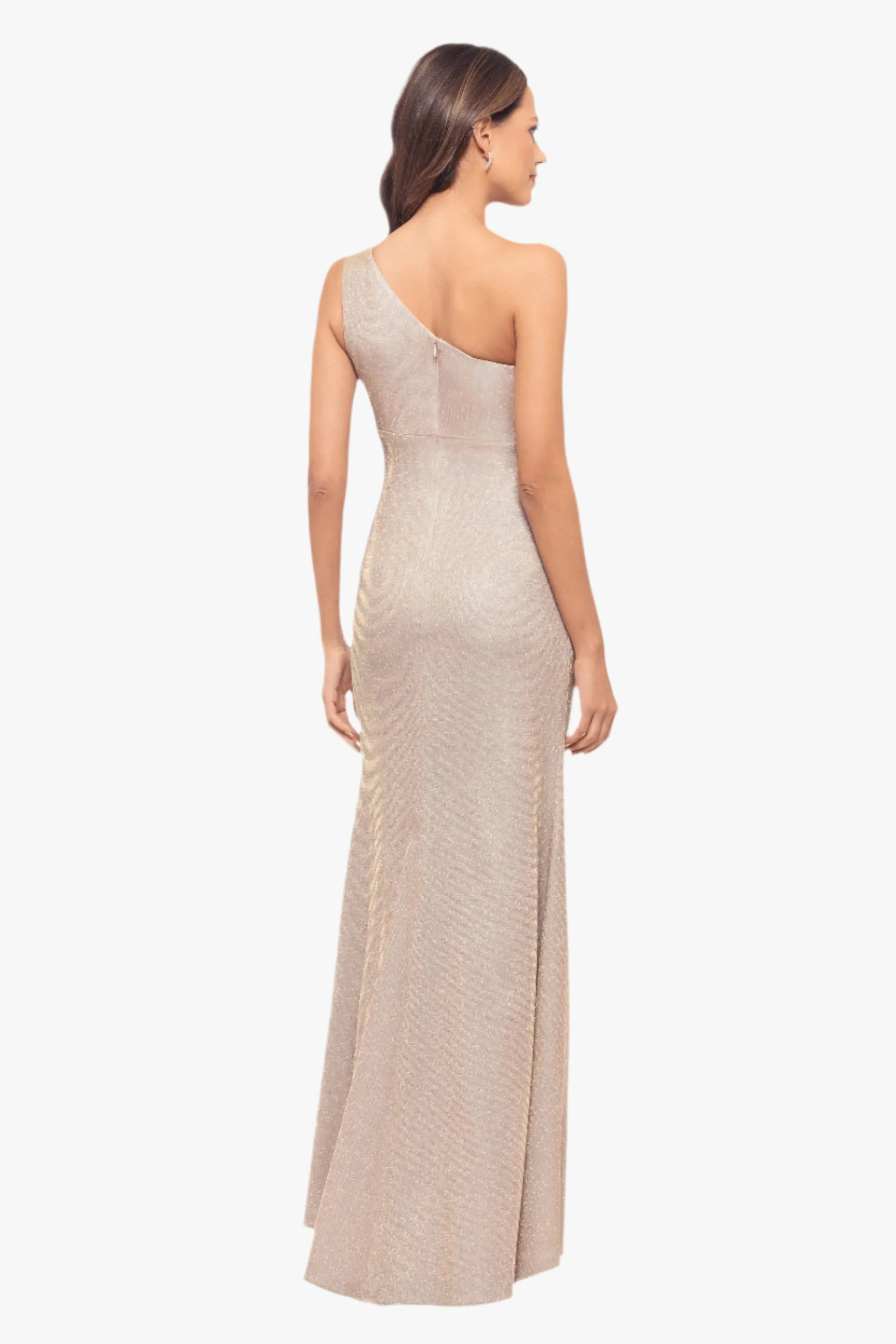 "Phoebe" Galaxy Knit One Shoulder Flower Floor Length Dress sold by Betsy & Adam product image thumbnail 3